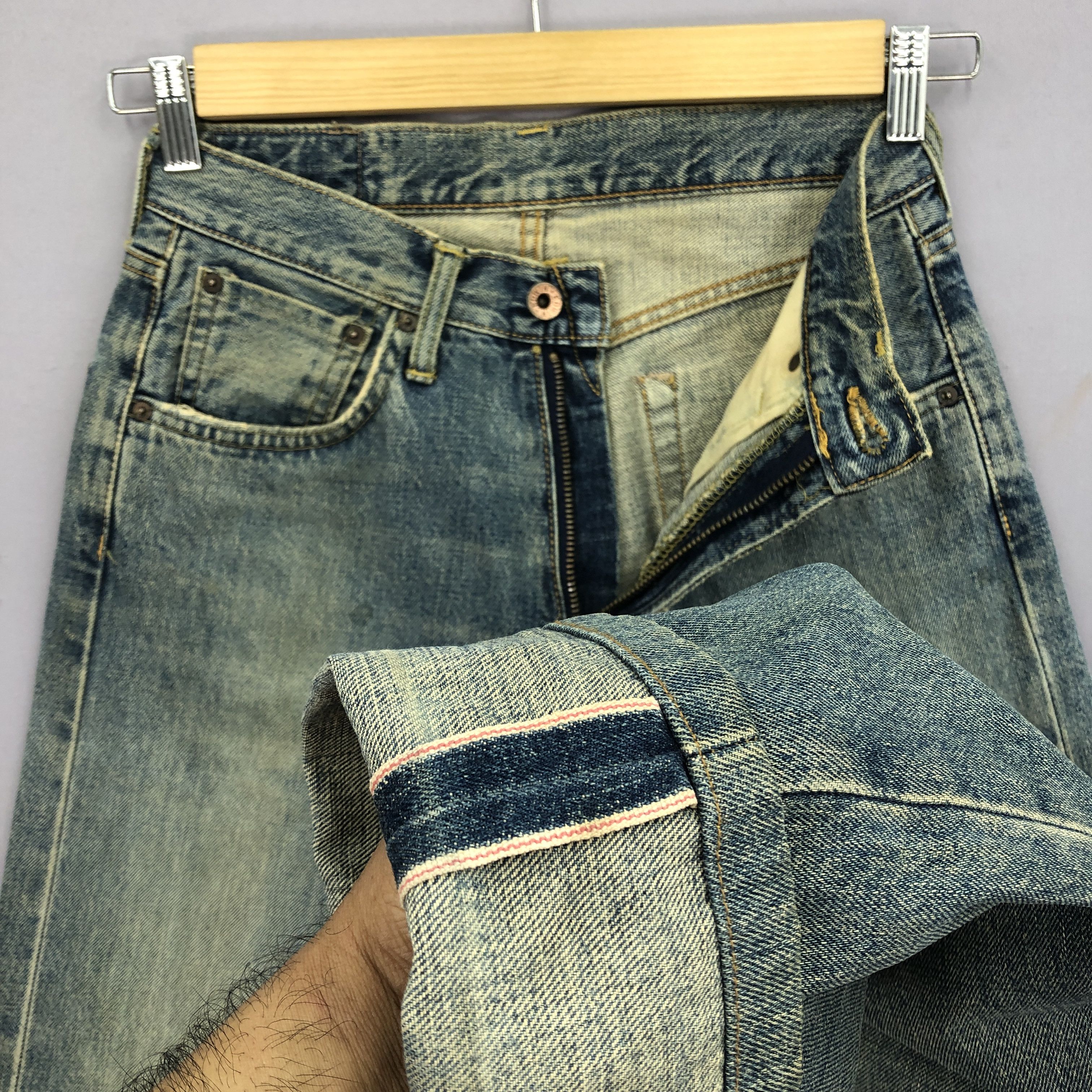 Japanese Brand Vintage 90s Edwin 505x Selvedge Jeans Mud Wash Redline Denim Size 26" / US 2 / IT 38 - 7 Thumbnail