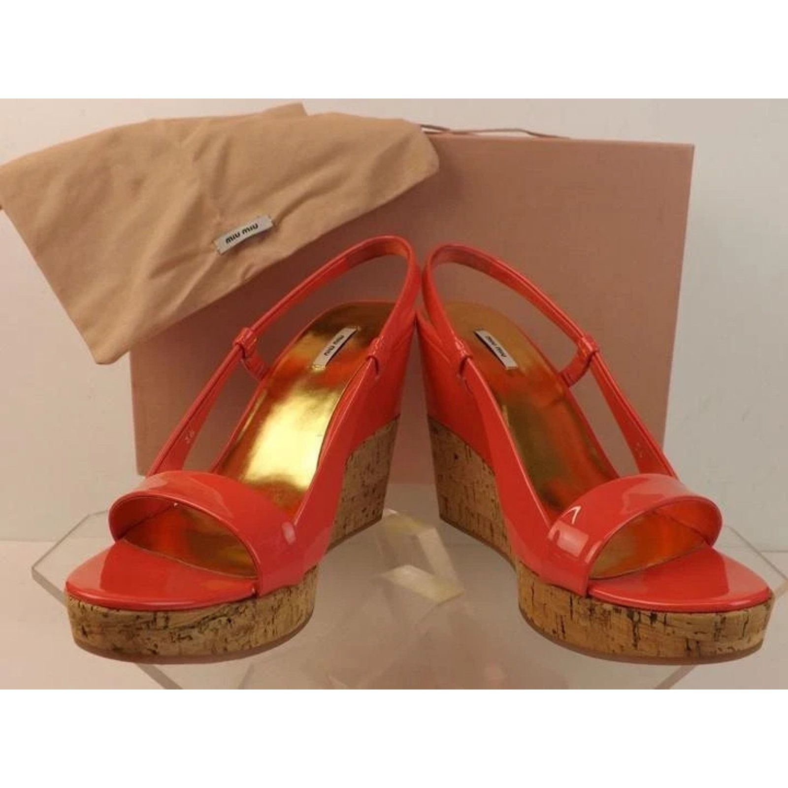 Miu Miu MIU MIU PRADA 5X58 PINK PATENT LEATHER WEDGES SANDALS 38 ITA Size US 8 / IT 38 - 5 Thumbnail