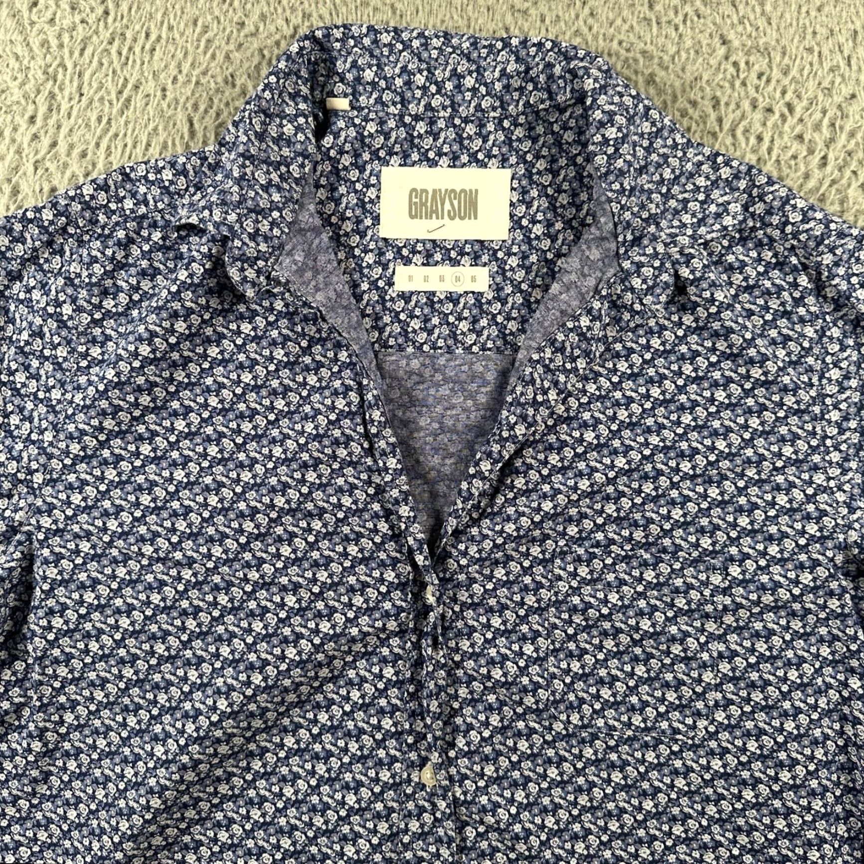 Vintage Grayson Hero Shirt Women's 04 Blue Floral Button Down Long Sleeve Top Casual Size S / US 4 / IT 40 - 2 Thumbnail