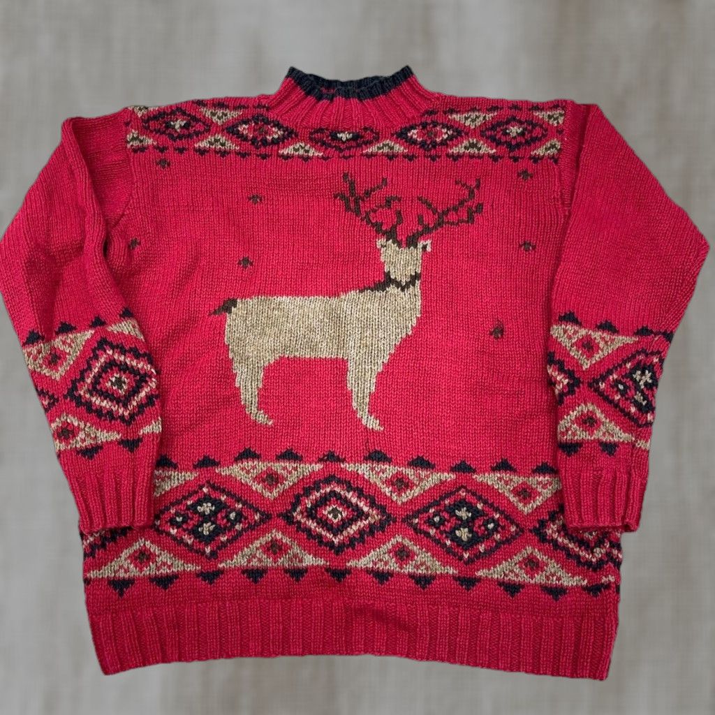 Eddie Bauer VINTAGE Eddie Bauer Sweater Womens Small Red Heavy Knit Mock Neck Cap Sleeve Pullover Winter All Seasons Classic Outdoor Geometric - Mens/Womens Size S / US 4 / IT 40 - 1 Thumbnail