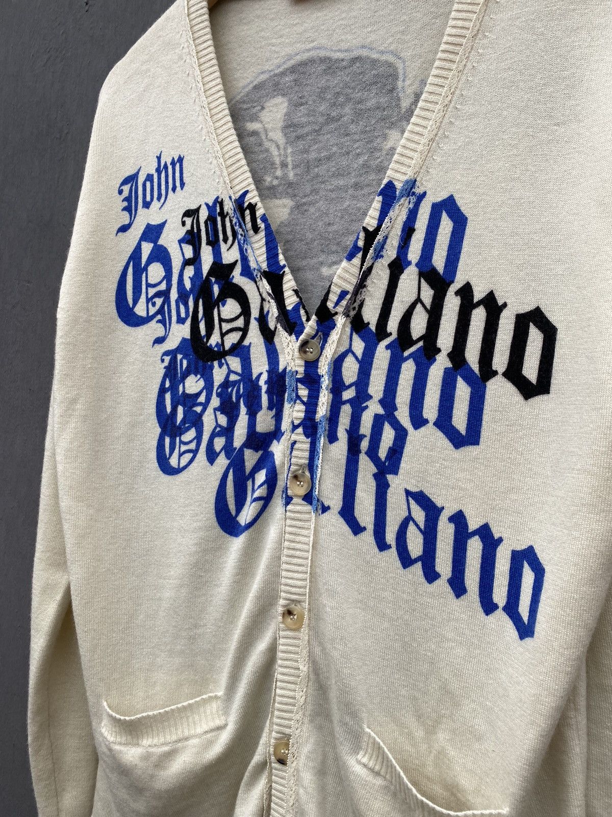 John Galliano × Vintage John Galliano wool cardigan back two face print size L Rare Size US L / EU 52-54 / 3 - 4 Thumbnail