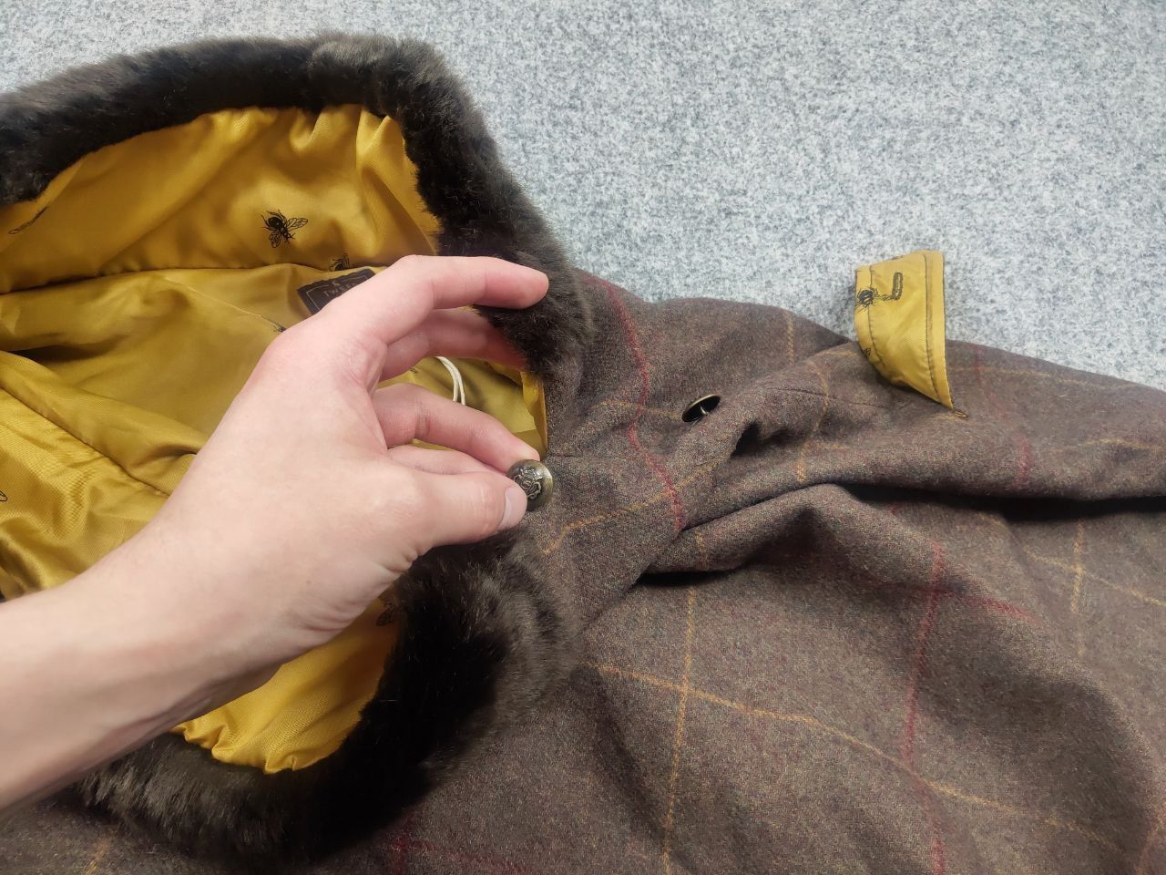 Harris Tweed Joules Hazelwood New Poncho Femme Brown Tweed Fur Jacket Size ONE SIZE - 15 Thumbnail