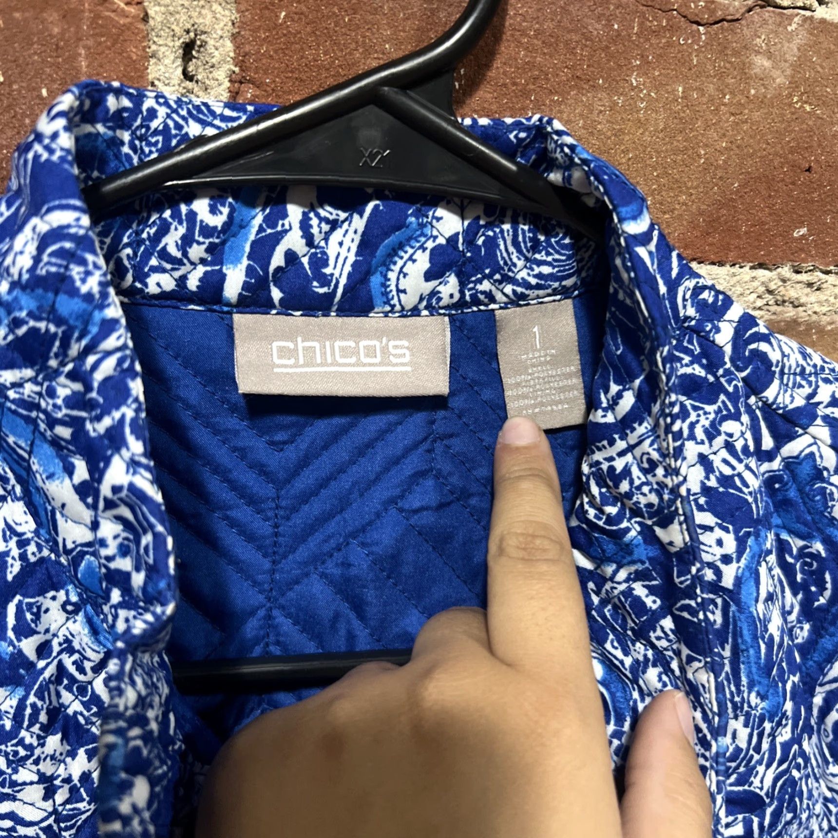 Vintage Chicos Quilted Paisley Snap Front Jacket M Blue Cotton Long Sleeve Shirt Coat Womens Jacket Size M / US 6-8 / IT 42-44 - 2 Thumbnail