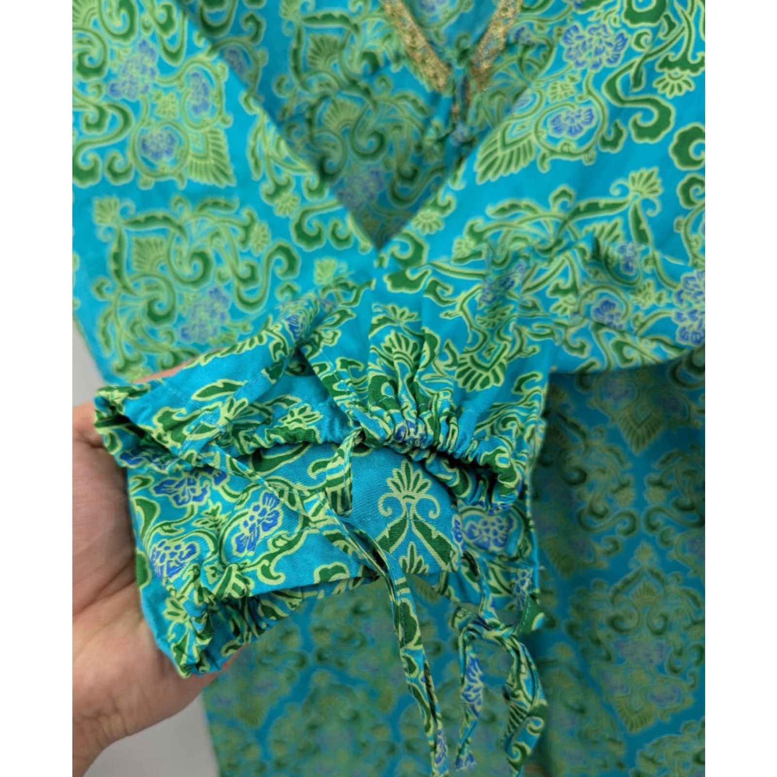 Victoria's Secret Victoria’s Secret Women's Cover-up Mini Dress Boho Beach Green M/L Floral Cotton Nylon Lace 90s Vintage Size M / US 6-8 / IT 42-44 - 3 Thumbnail