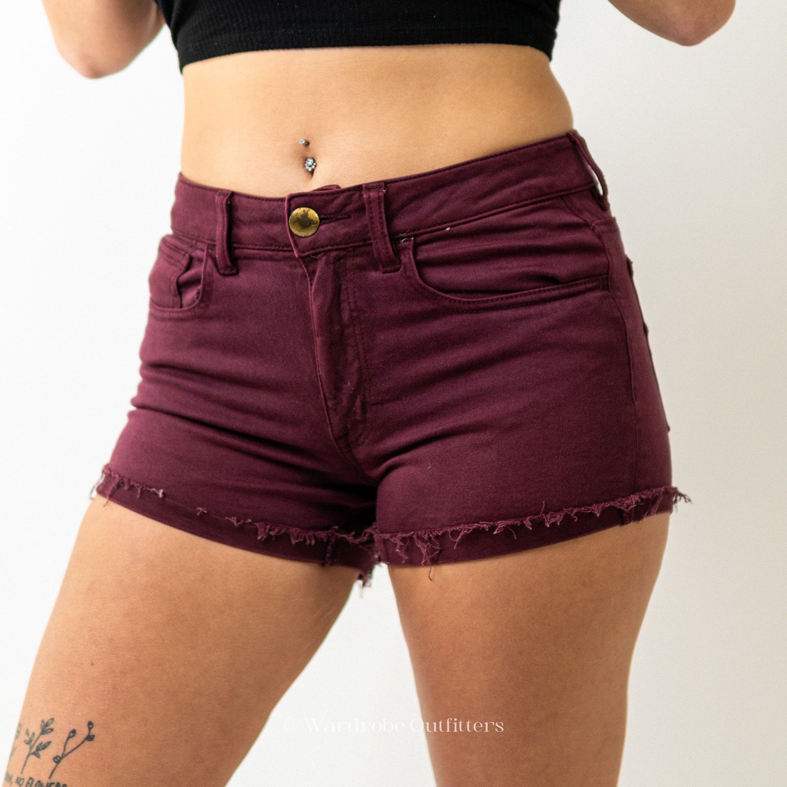 American Eagle Outfitters AEO Plum Denim Super Stretch High Rise Shortie Shorts Size 28" / US 6 / IT 42 - 4 Thumbnail