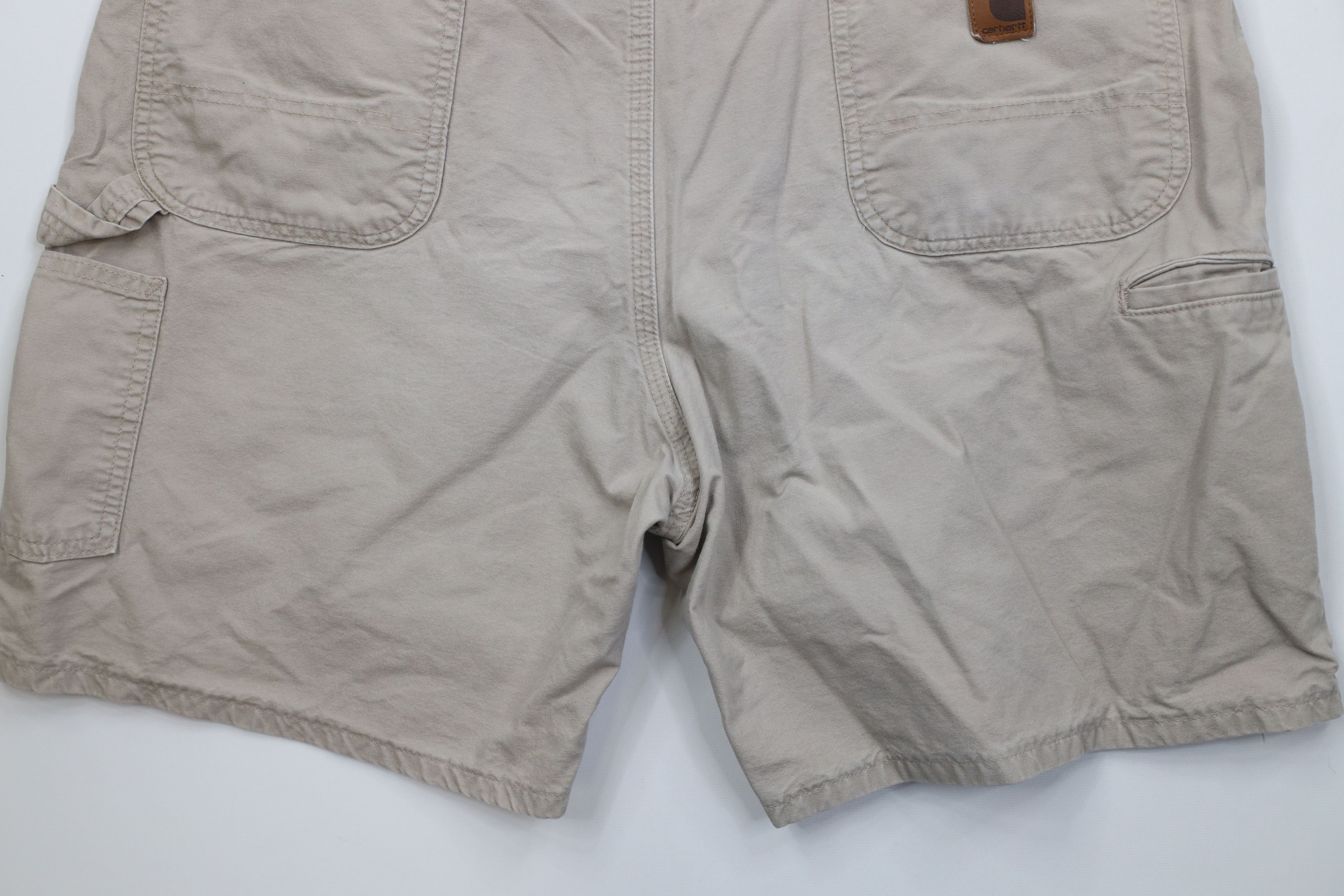 Carhartt Vintage Y2K Carhartt Canvas Dungaree Shorts Tan Beige Size US 40 / EU 56 - 13 Thumbnail