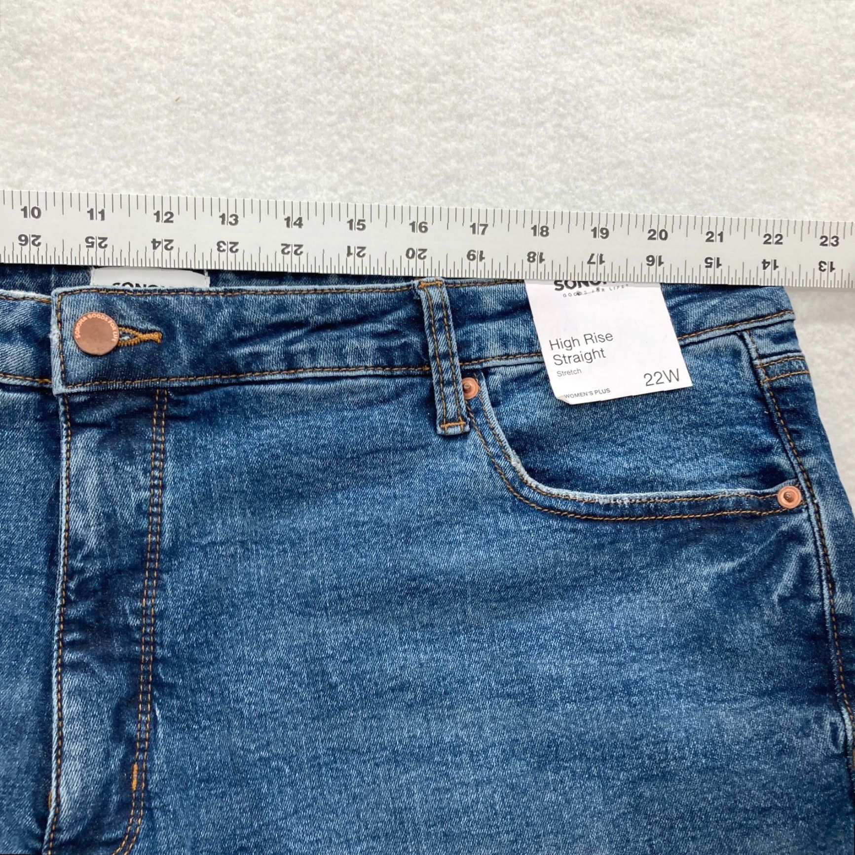 Vintage Sonoma Jeans Women's Plus 22W High Rise Straight Leg Blue Stretch Denim Comfort Shirt Mens Womens? Size 40" / US 18 - 7 Thumbnail