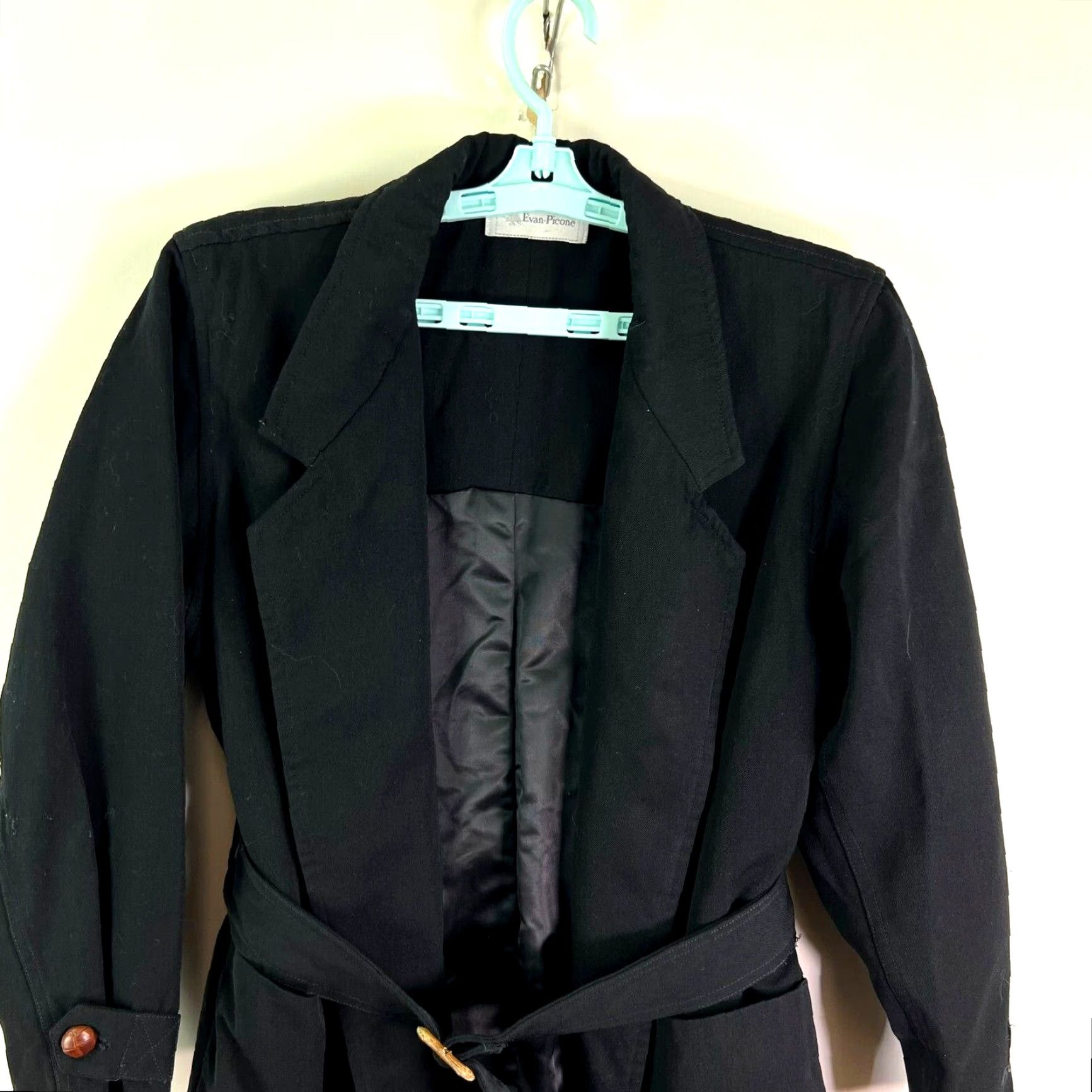 Evan Picone VINTAGE Evan Picone Belted Trench Coat Womens Size S Small Black Size S / US 4 / IT 40 - 3 Thumbnail
