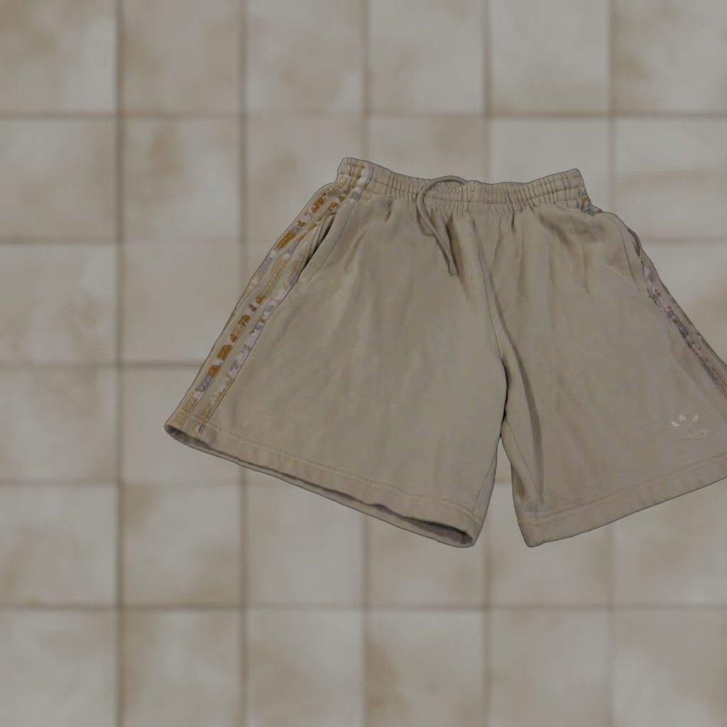 Adidas Adidas Shorts Mens Medium Beige Trefoil Logo Drawstring Pockets Casual Athletic Size US 31 - 1 Thumbnail