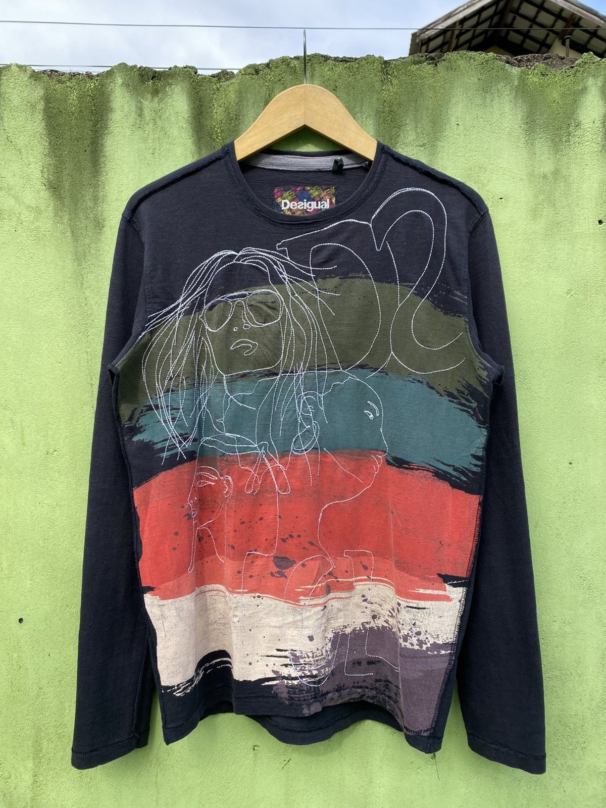 Desigual Desigual Avant-Garde Brushstroke Painted Face Graphic Shirt Size US M / EU 48-50 / 2 - 1 Thumbnail