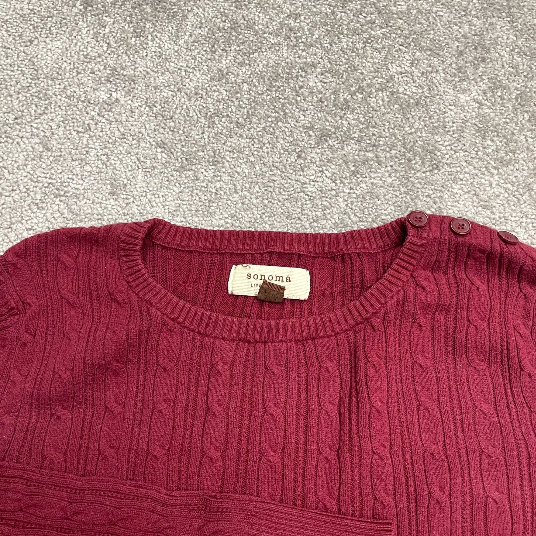 Vintage Sonoma Knit Pullover Sweater Womens M Red Crew Neck Cotton Casual Size M / US 6-8 / IT 42-44 - 3 Thumbnail