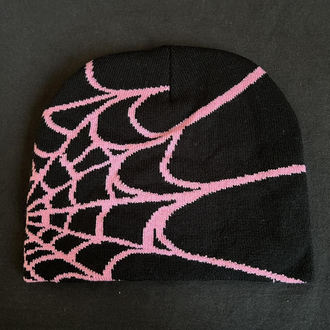 Vintage Y2K 2000s Style Pink Spider Web All Over Print Skater Beanie Size ONE SIZE - 2 Thumbnail
