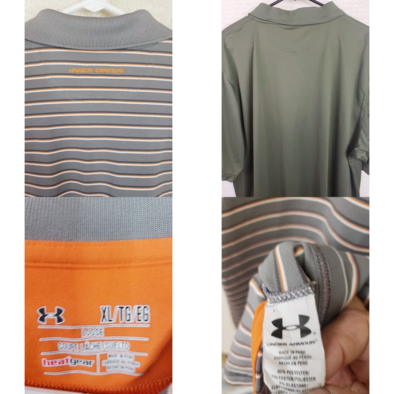Under Armour Under Armour Polo Shirt Men's XL Gray Orange Striped Loose Fit Heatgear Golf Size US XL / EU 56 / 4 - 8 Thumbnail