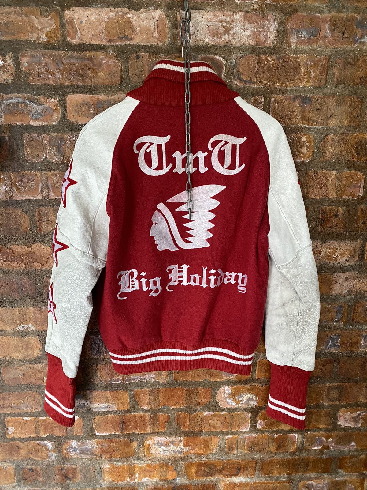 TMT 2000s TMT Big Holiday Red Indian leather varsity Jacket Size US M / EU 48-50 / 2 - 2 Thumbnail