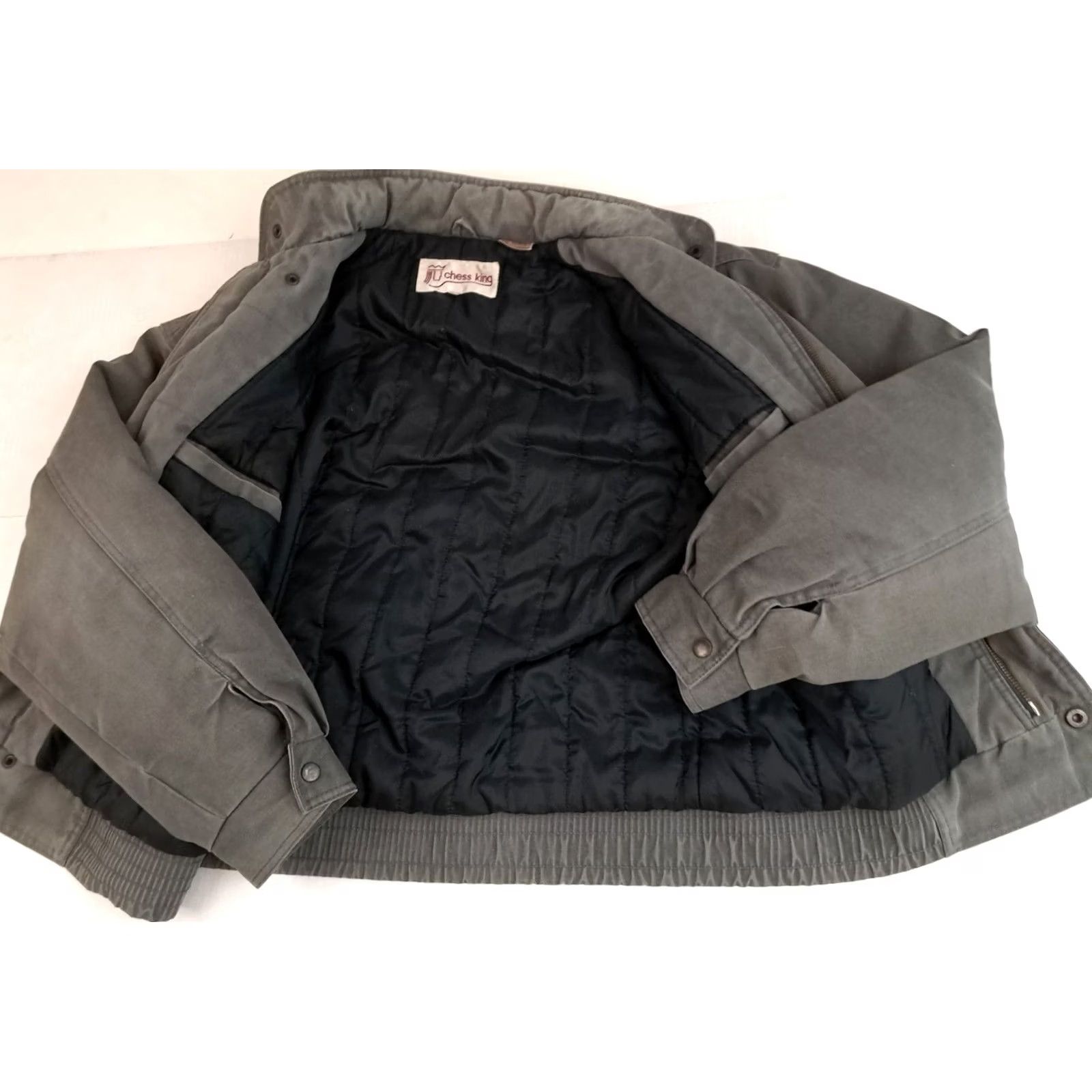 Vintage VINTAGE Chess King Bomber Jacket Gray 80s Full Zip Insulated Mid-Length Men L Size US L / EU 52-54 / 3 - 5 Thumbnail