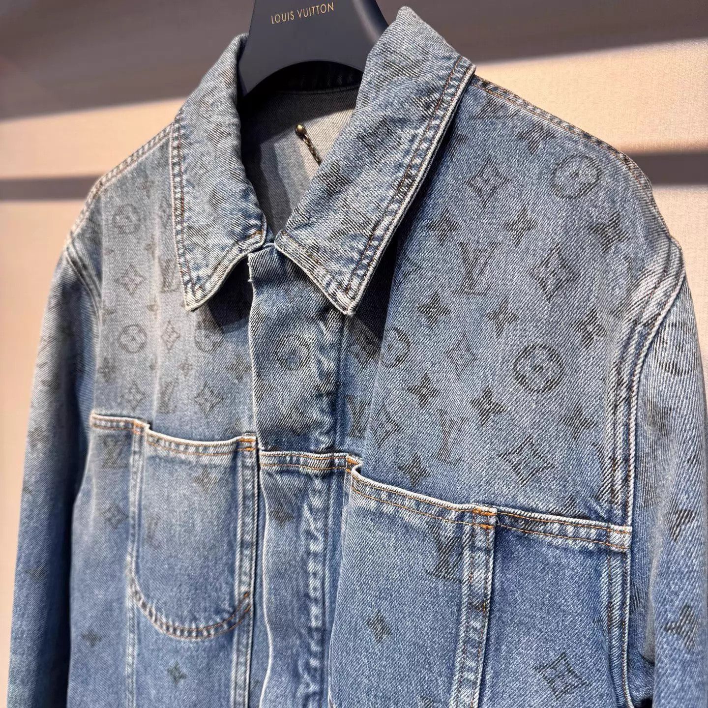 Louis Vuitton LV Washed Blue Distressed Monogram Grad Jkt 50 New Size US M / EU 48-50 / 2 - 4 Thumbnail