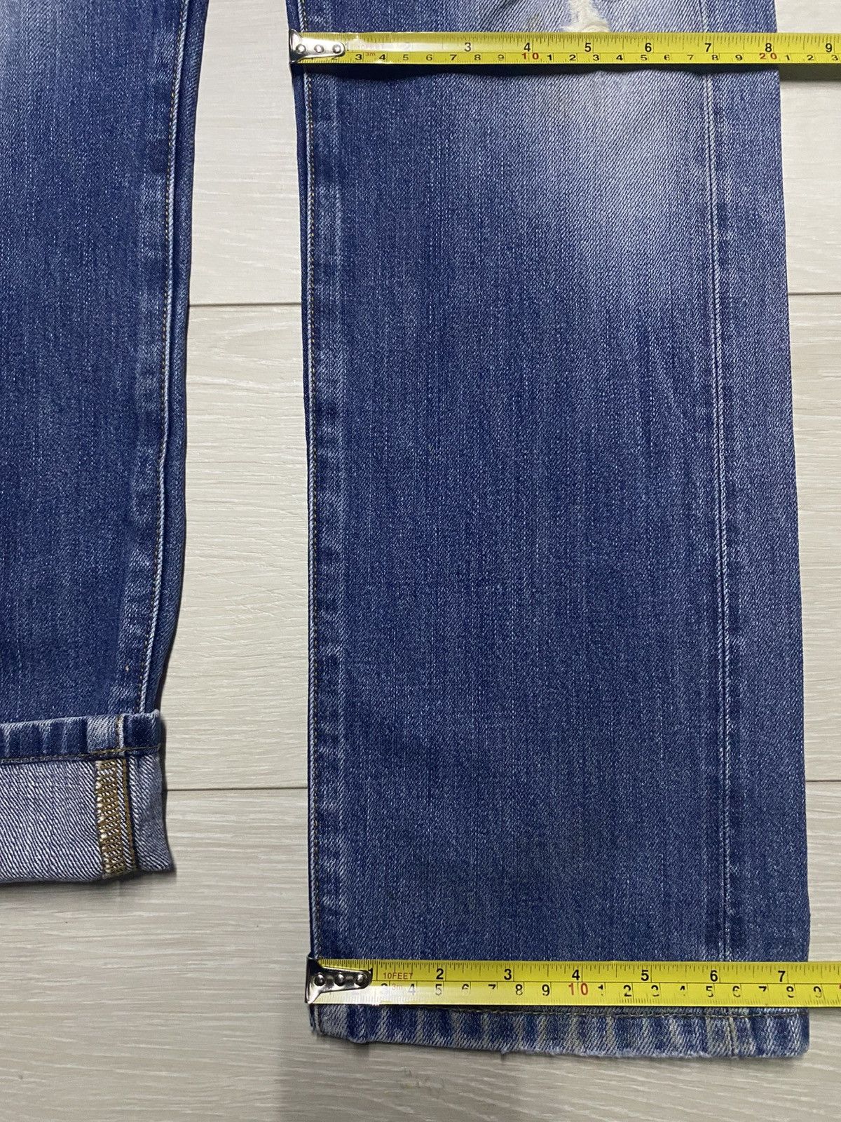Uniqlo JAPANESE Uniqlo Selvedge Faded Wash Distressed Slim Jeans Size US 33 - 15 Thumbnail