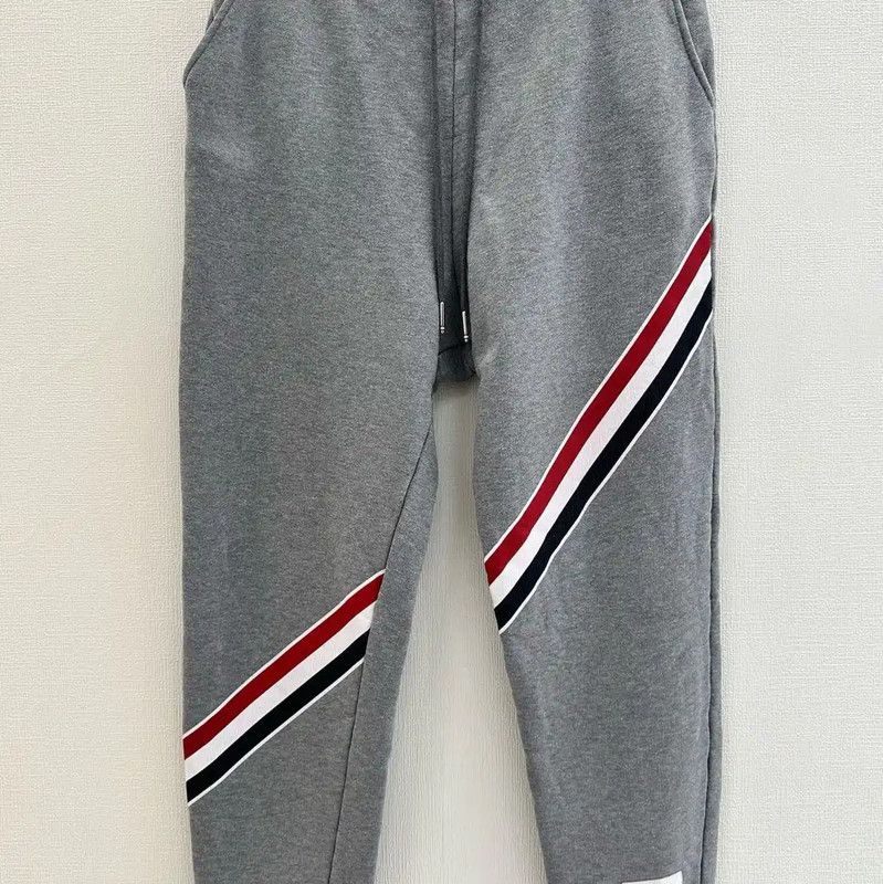 Thom Browne Gray Cotton Striped Casual Pants 0089