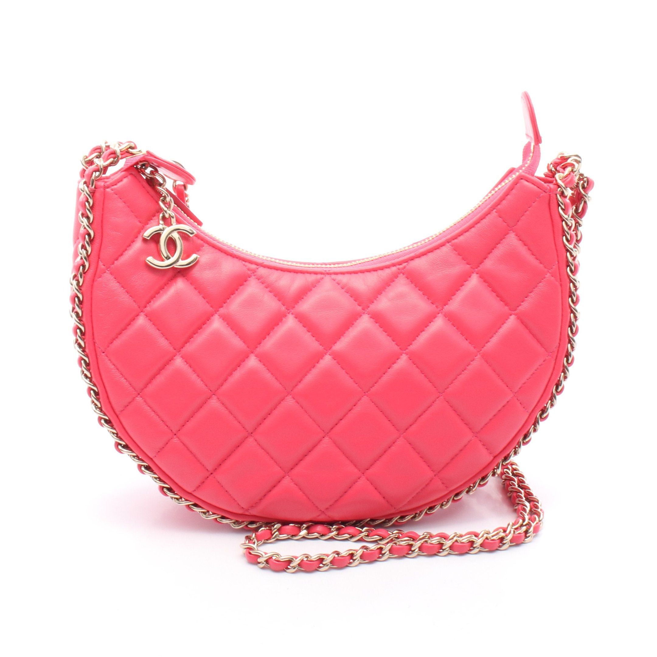 Chanel Chanel Matelasse Half Moon Chain Shoulder Bag Leather Pink Gold Hardware Size ONE SIZE - 1 Thumbnail