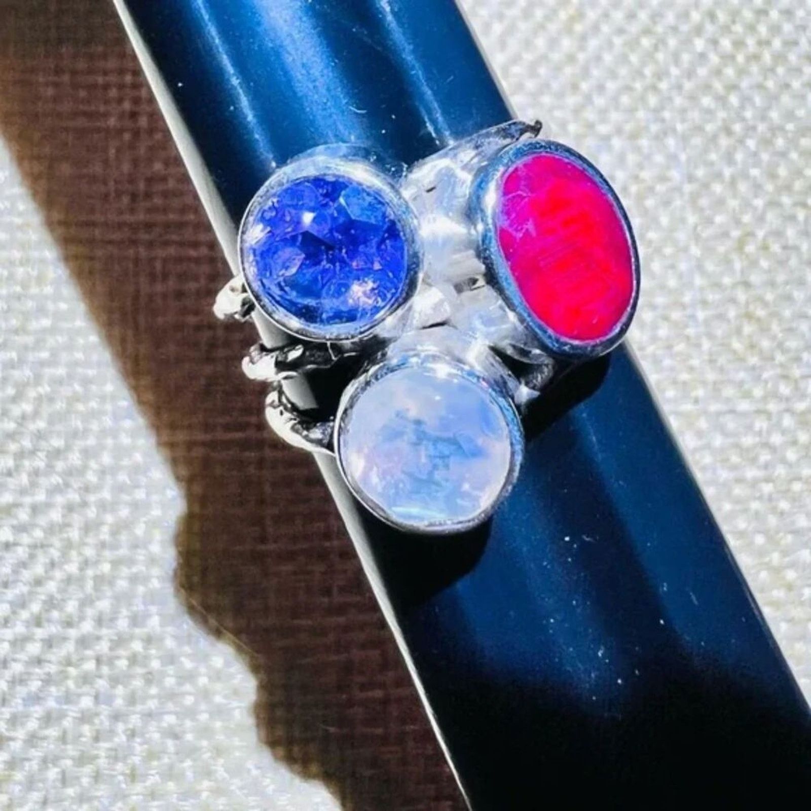 Other Amethyst, Moonstone & Corundum Ruby .925 Silver Ring Size 8 Size ONE SIZE - 1 Thumbnail