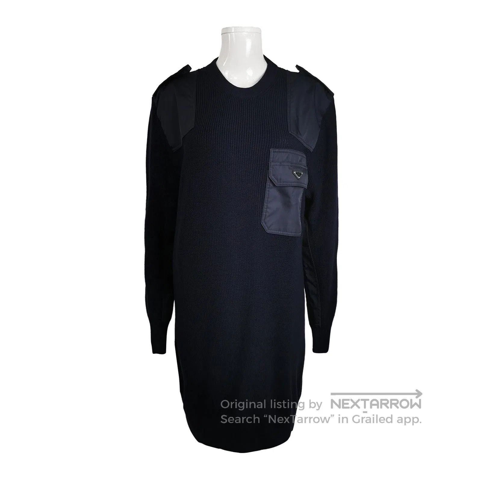 Prada Prada Wool Long Sleeve Triangle Logo Dress . Size M / US 6-8 / IT 42-44 - 1 Thumbnail