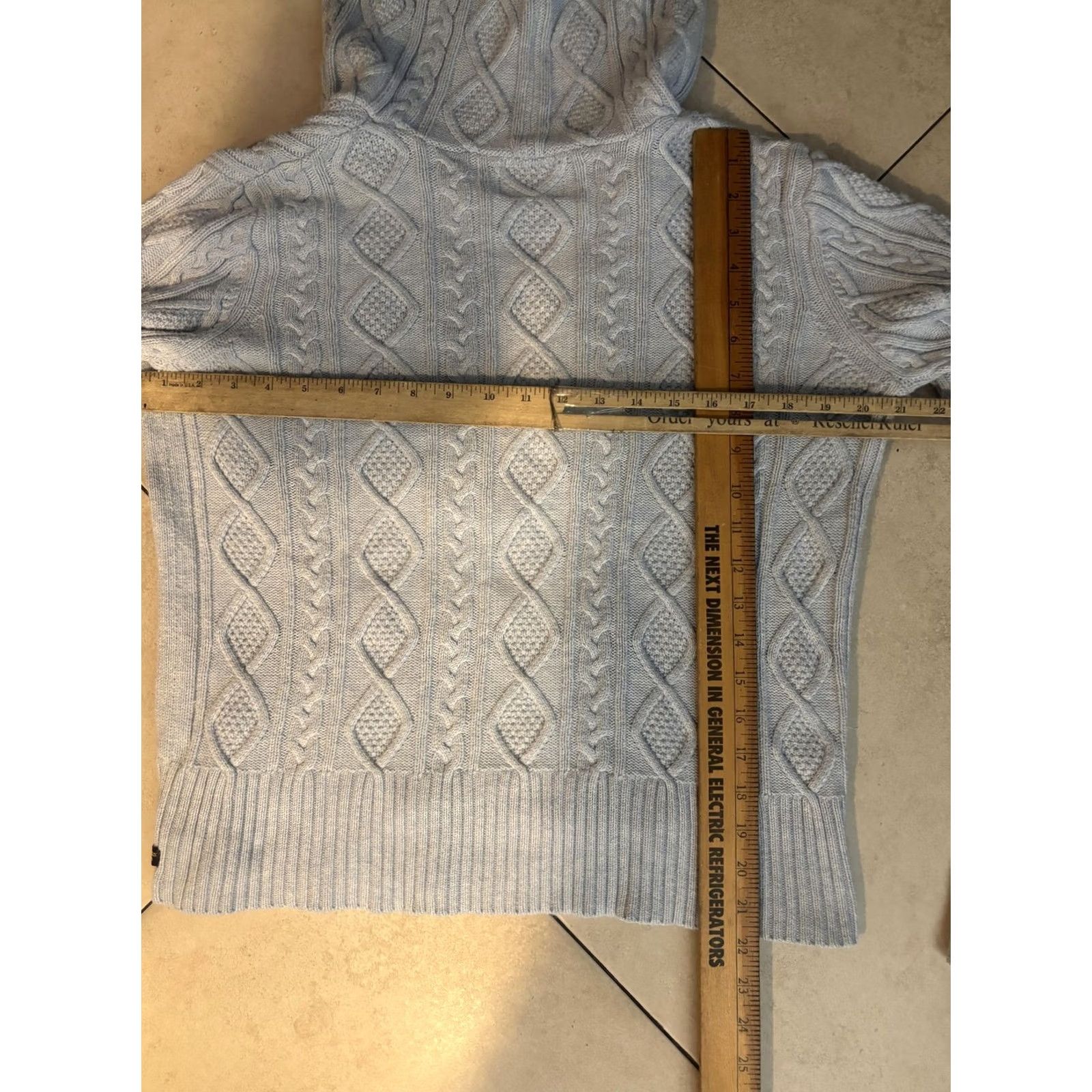 Vintage Polo Jeans Co. Ralph Lauren Sweater Womens Medium Blue Cable Knit Hooded V Neck pullover casual Size M / US 6-8 / IT 42-44 - 5 Thumbnail