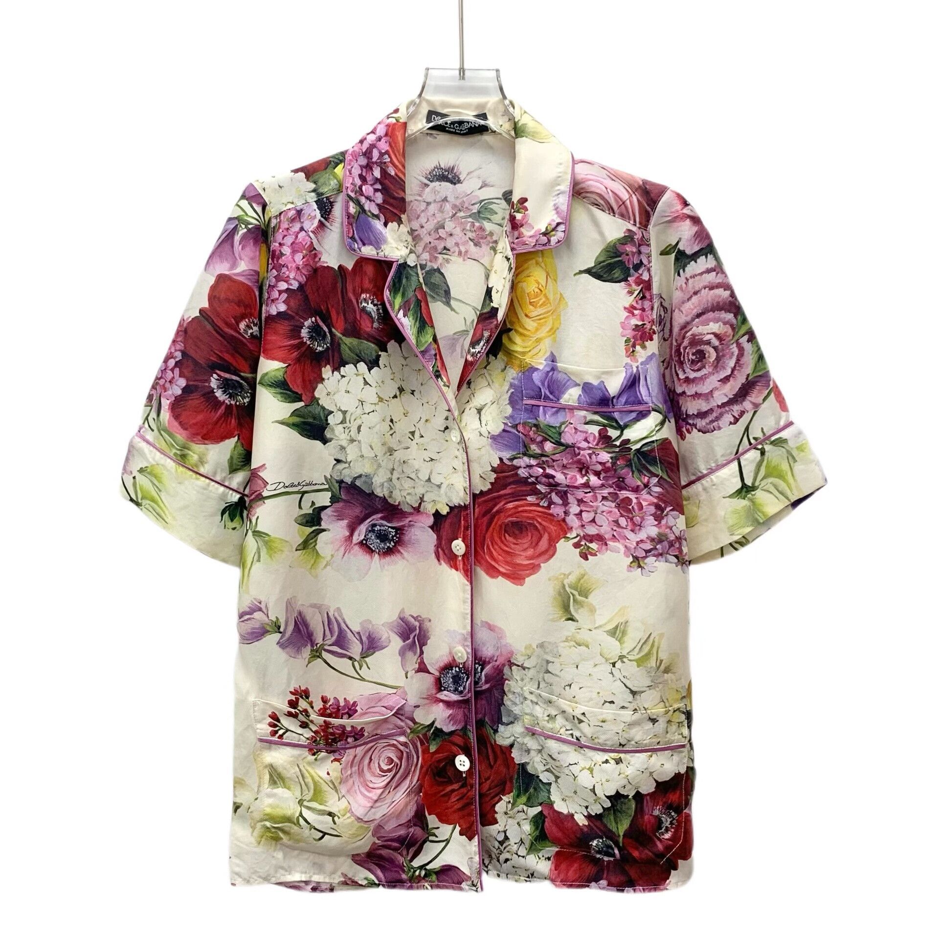 Dolce & Gabbana Dolce Gabbana Floral Print Silk Short-Sleeve Shirt Size XS / US 0-2 / IT 36-38 - 1 Thumbnail