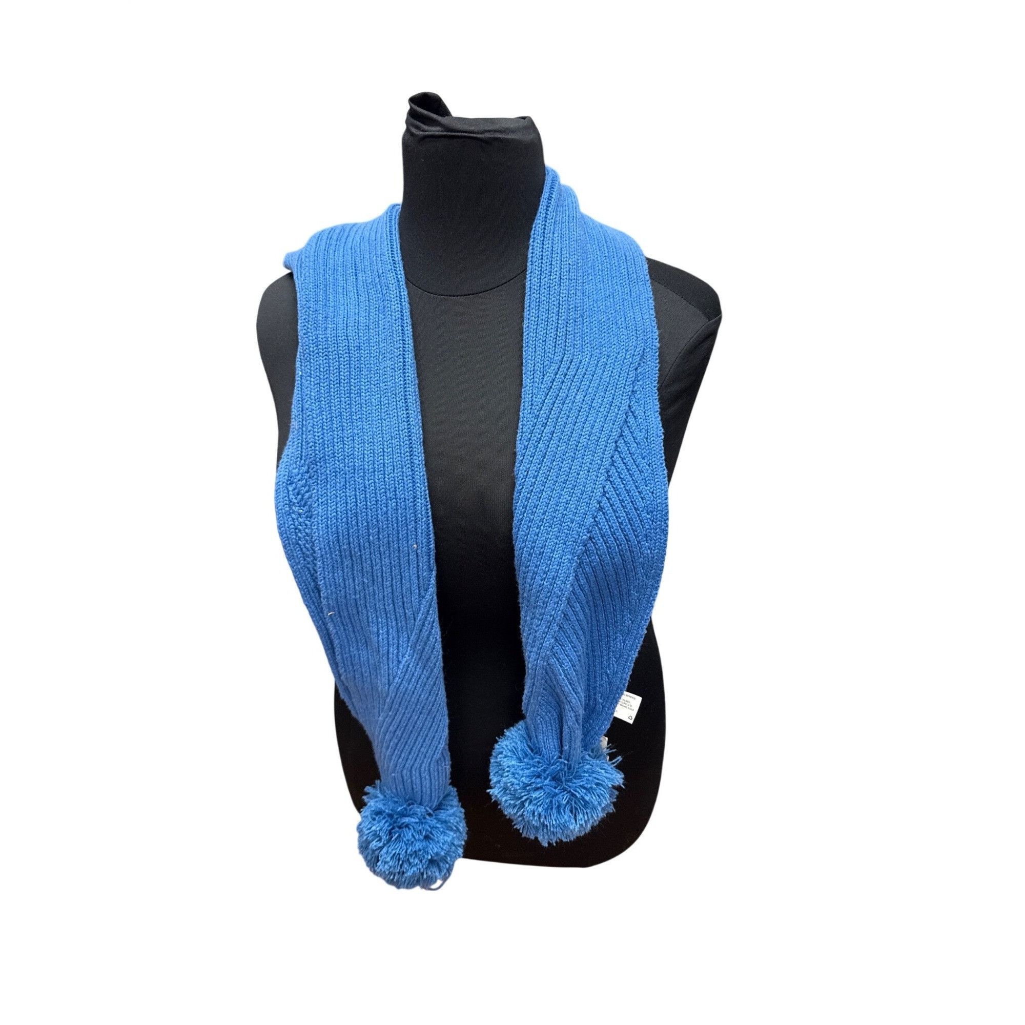 Other Blue Ribbed Knit Scarf With Pom-Poms By A New Day Size ONE SIZE - 2 Thumbnail