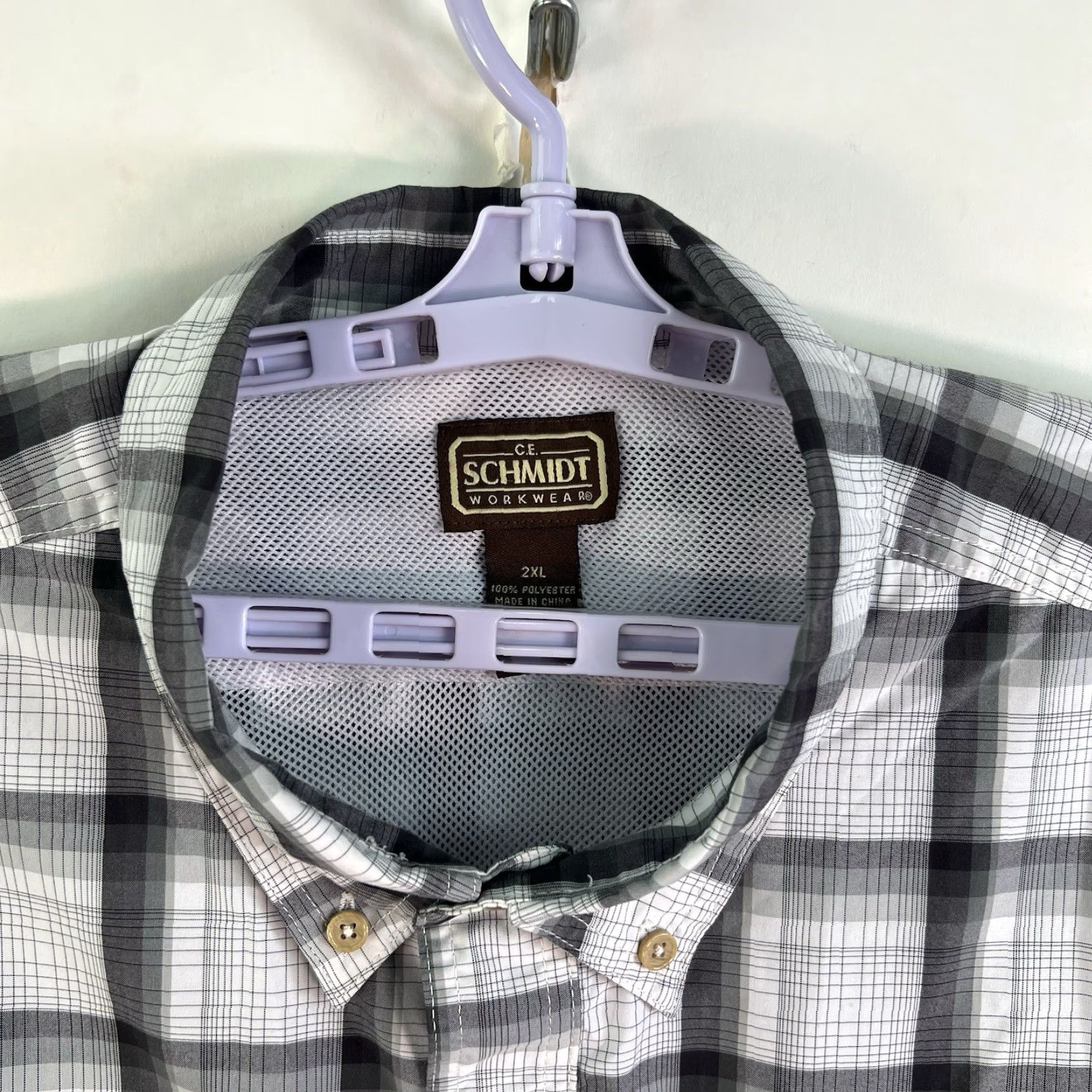 Vintage C.E. Schmidt Plaid Button-Down Shirt Mens Size 2XL Gray Short Sleeve Button-Up Sleeve Short Gray Plaid Shirt 2XL Mens C.E. Schmidt Size US XXL / EU 58 / 5 - 3 Thumbnail