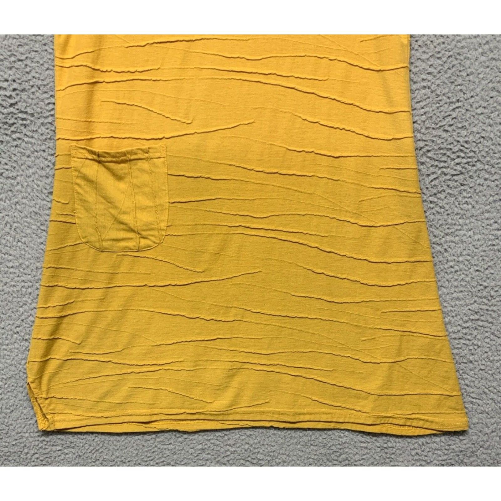 Yeti Yak & Yeti Women’s Dress Mustard SZ M 3” Side Slit 1 Pocket Drop Shoulder Casual Knee Length Short Sleeve Size M / US 6-8 / IT 42-44 - 3 Thumbnail