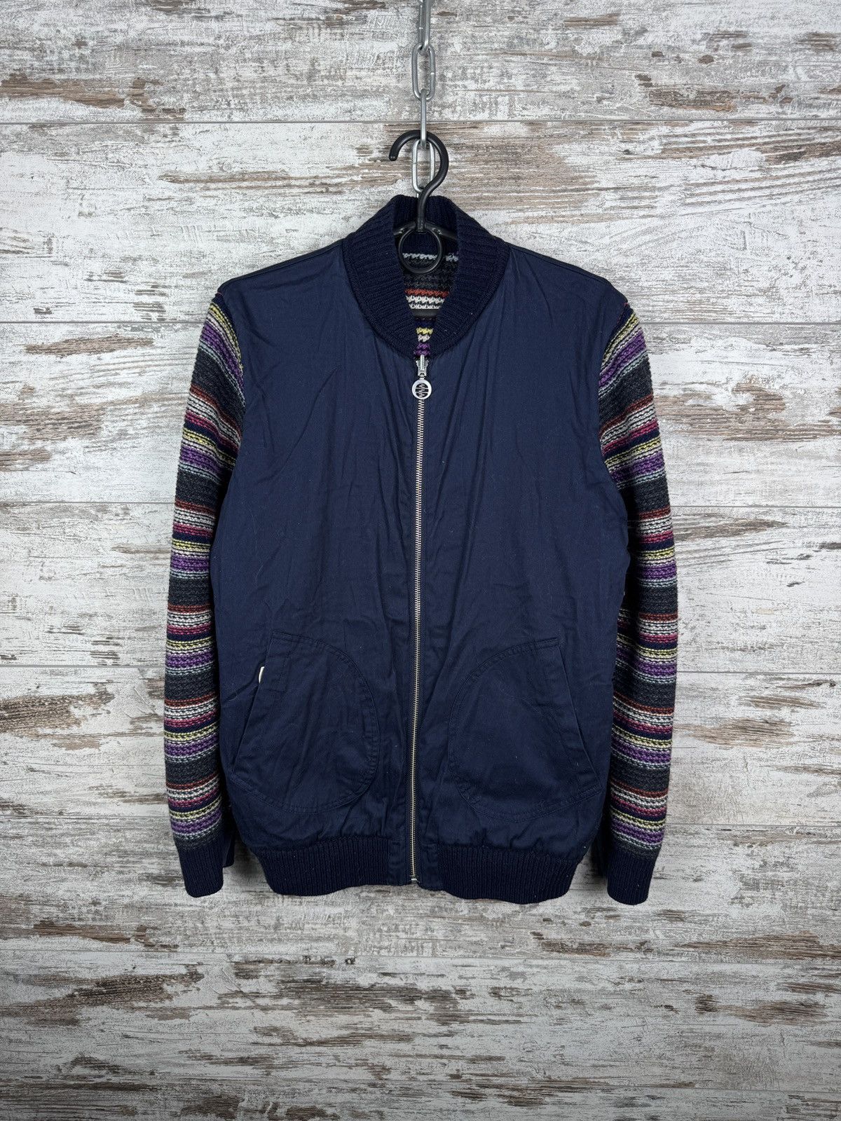 Folk Mens Vintage Folk reversible knitted bombers sweater jacket Size US S / EU 44-46 / 1 - 10 Thumbnail