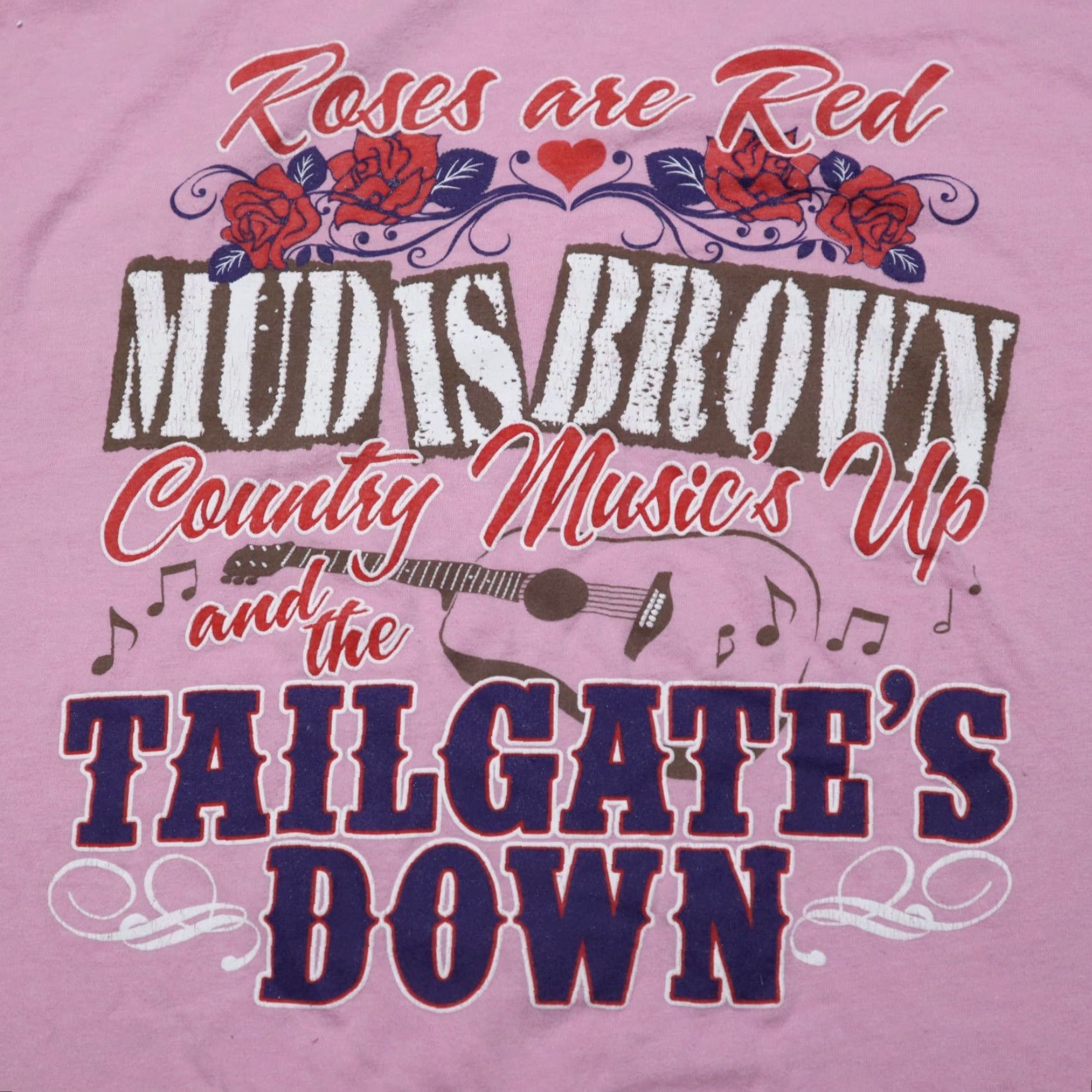 Vintage Roses Are Red Mud Is Brown Tailgates Down Shirt Women XL Pink Short Sleeve T-Shirt 90s? Size XL / US 12-14 / IT 48-50 - 2 Thumbnail
