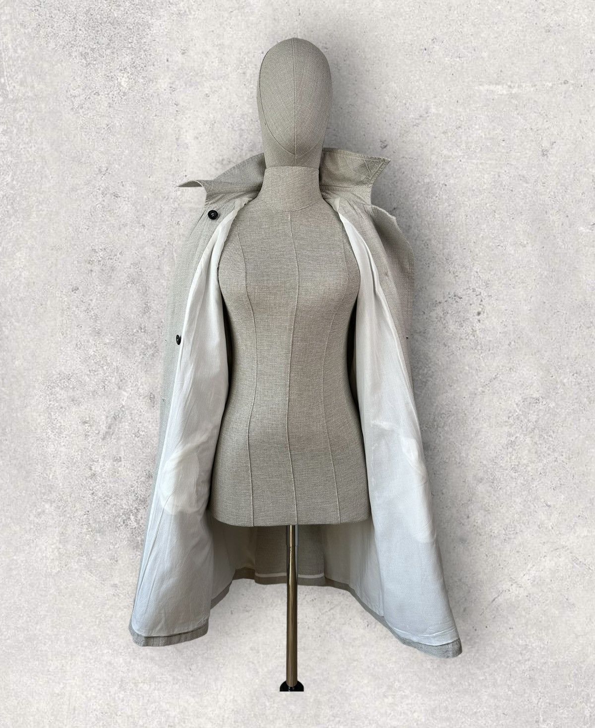 hannes roether HANNES ROETHER Linen Double-Breasted Trench Coat Avant Garde Size M / US 6-8 / IT 42-44 - 5 Thumbnail