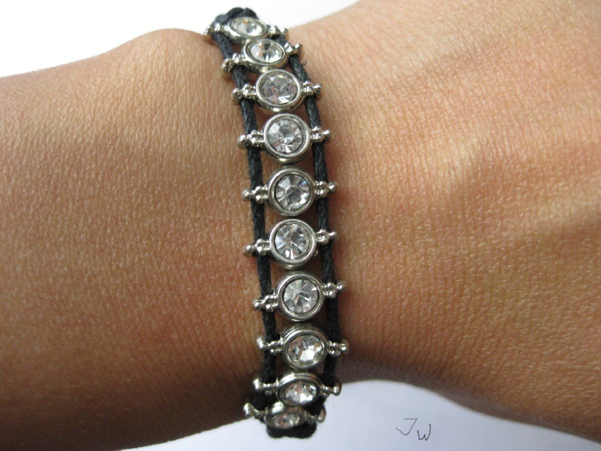 Handmade CZ Friendship Charm Bracelet - Black Size ONE SIZE - 3 Thumbnail