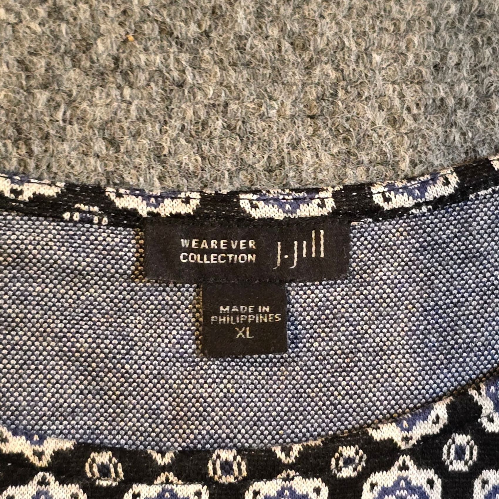J. Jill J Jill Wearever Top Shirt Womens XL Black Blue Stretch Knit No Iron Casual Career Size XL / US 12-14 / IT 48-50 - 3 Thumbnail