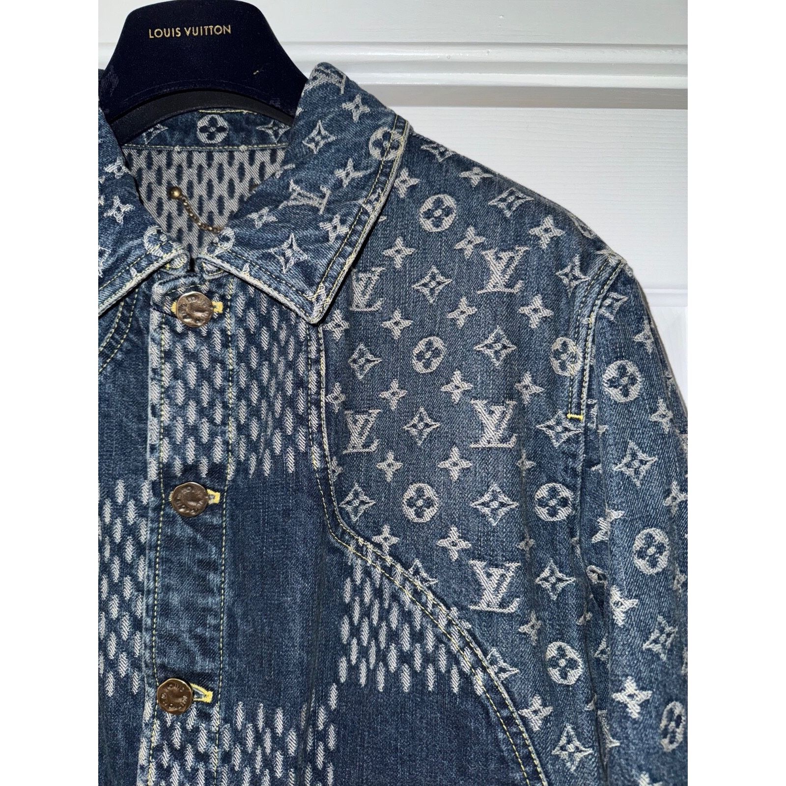 Louis Vuitton Louis Vuitton x Nigo Giant Damier Waves Trucker Jacket 48 Size US M / EU 48-50 / 2 - 7 Thumbnail