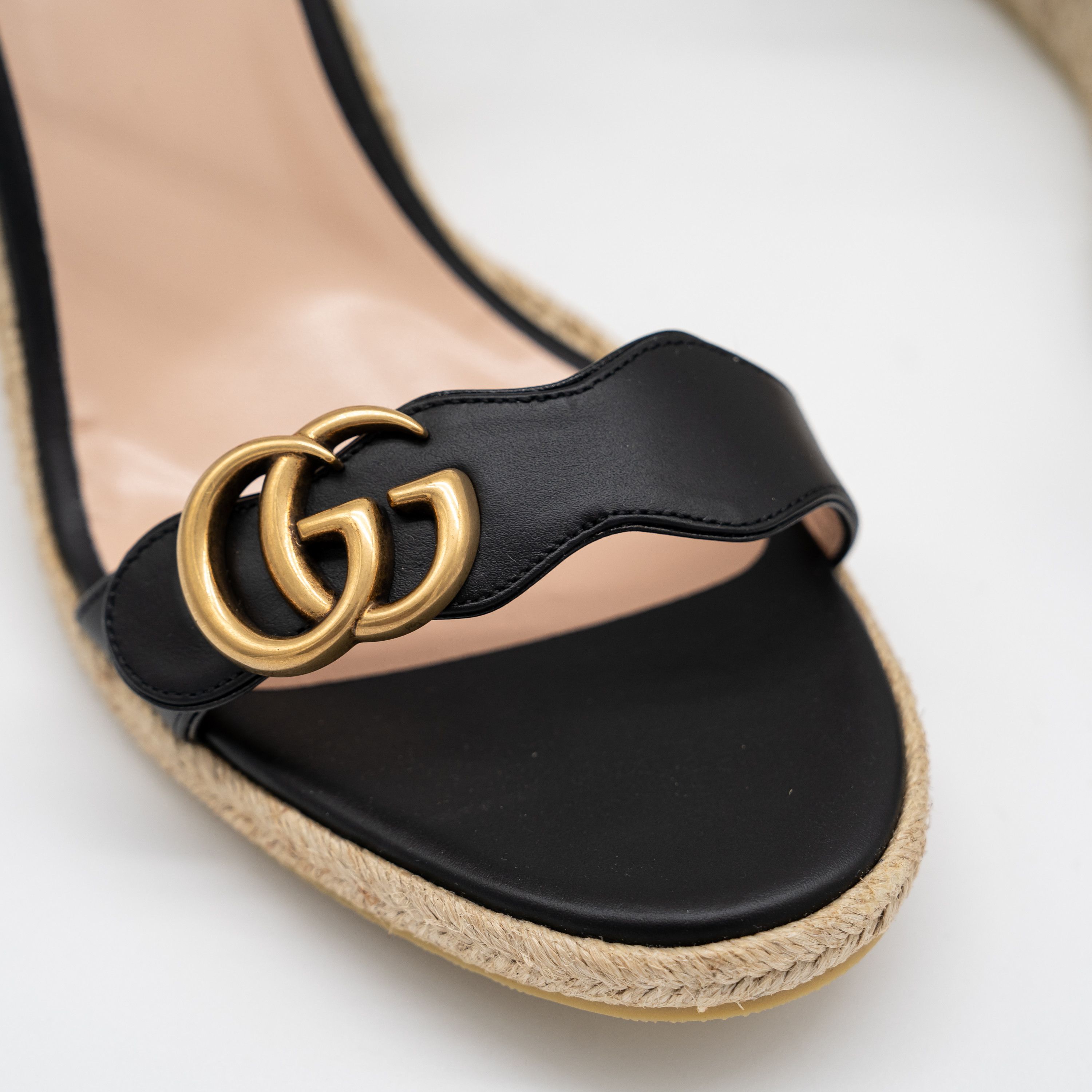 Gucci 12 US Gucci GG Marmont Wedge Espadrille Sandals Black Size US 12 / IT 42 - 8 Thumbnail