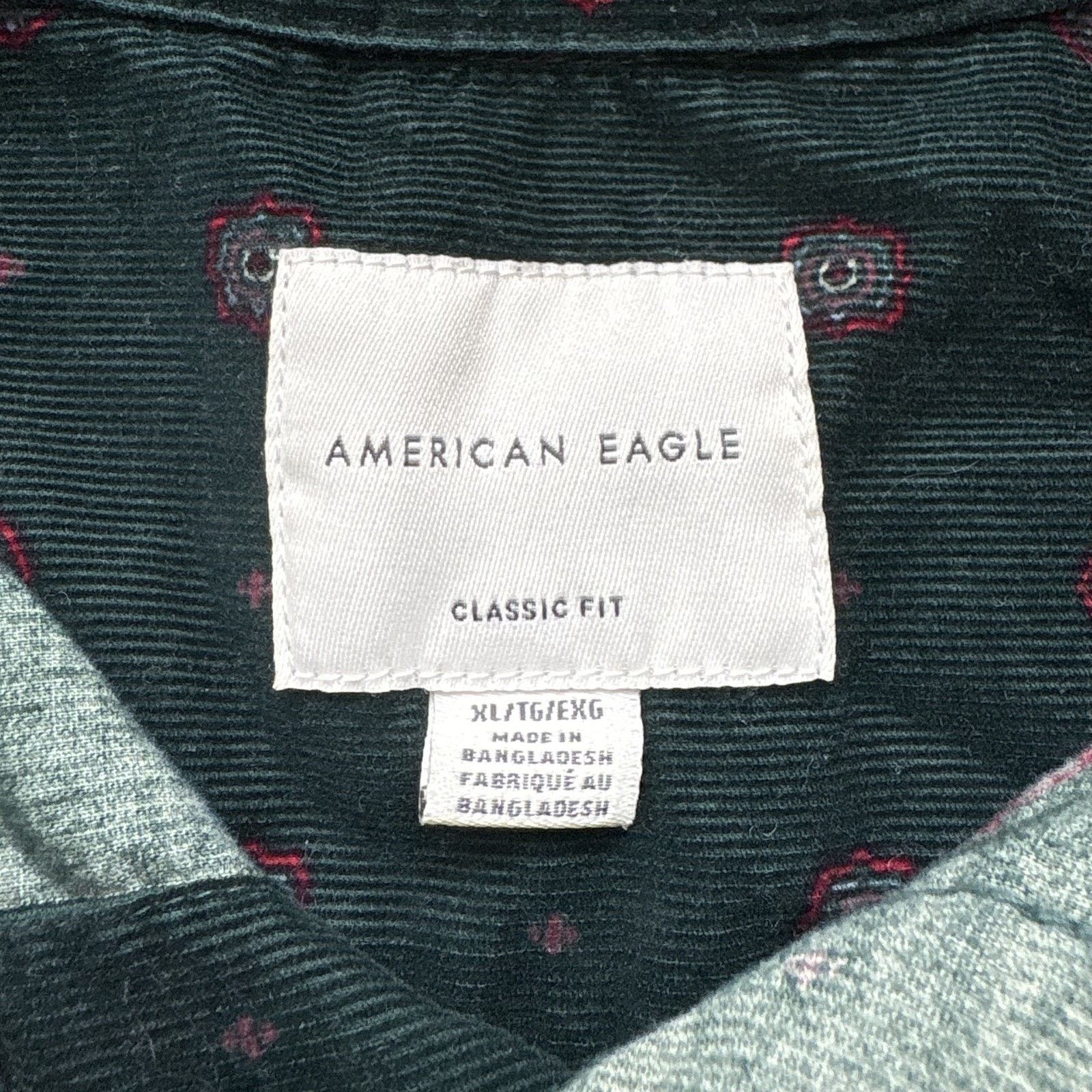 American Eagle Outfitters American Eagle Men's XL Classic Fit Corduroy Shirt Green Size US XL / EU 56 / 4 - 2 Thumbnail