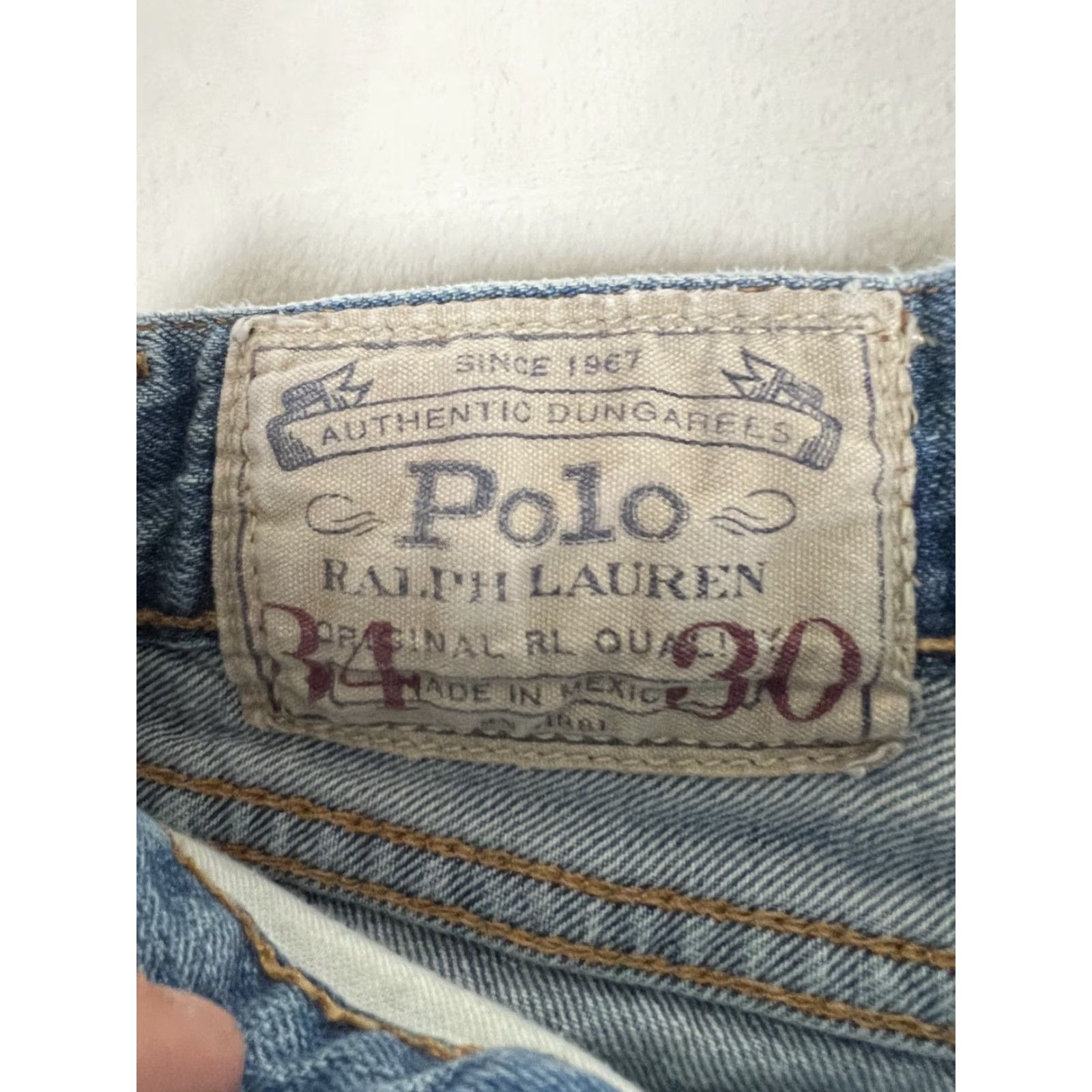 Polo Ralph Lauren VINTAGE Polo Ralph Lauren Jeans Denim 34x29 Relaxed Straight 5-Pocket Logo Blue Men 90s Retro USA Polo Ralph Lauren Jeans Breaks-READ Altered Size US S / EU 44-46 / 1 - 6 Thumbnail