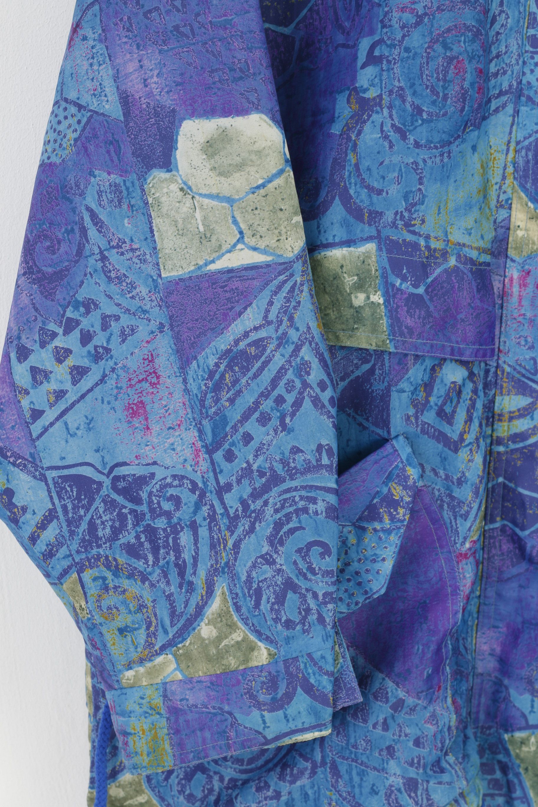 Vintage Vintage Women 44 XL Jacket Blue Retro Abstract Print 11045 Size M / US 6-8 / IT 42-44 - 3 Thumbnail