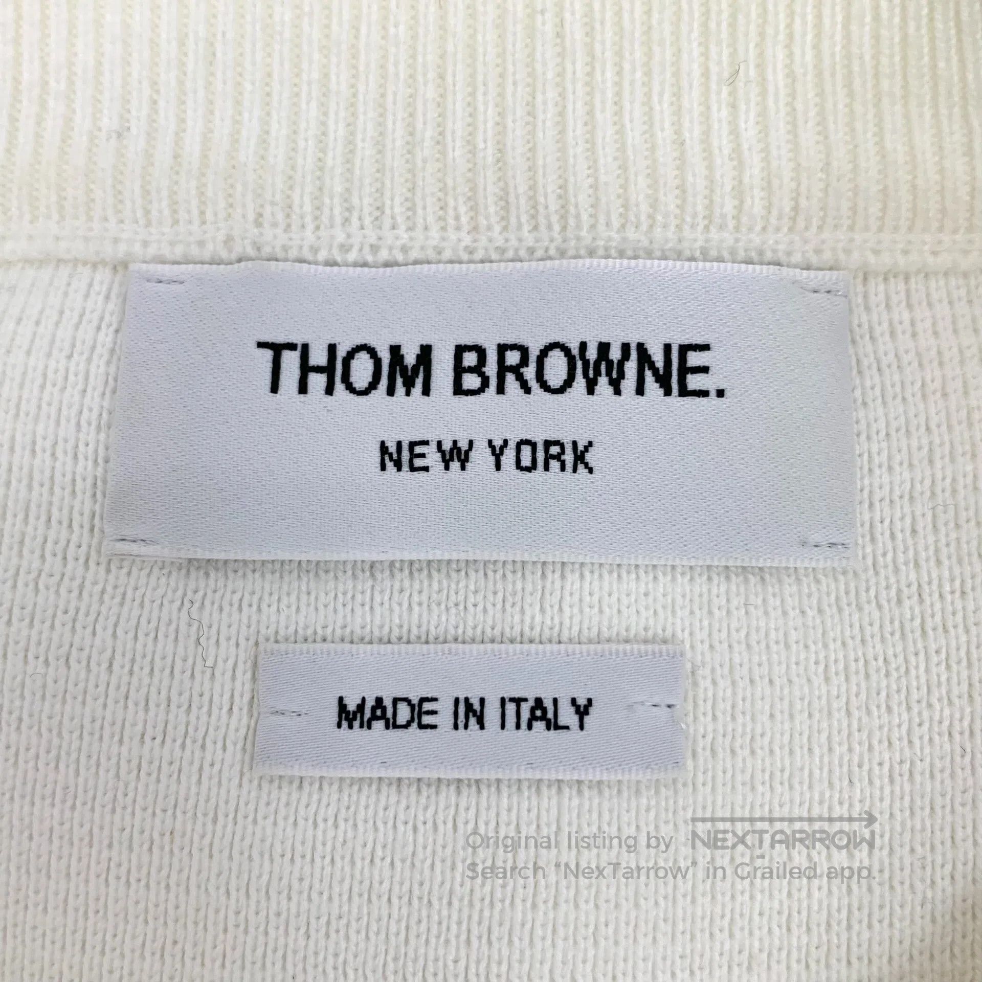 Thom Browne Thom Browne White Classic Four Stripe Cotton Crew Neck Lon Size US XXS / EU 40 - 5 Thumbnail