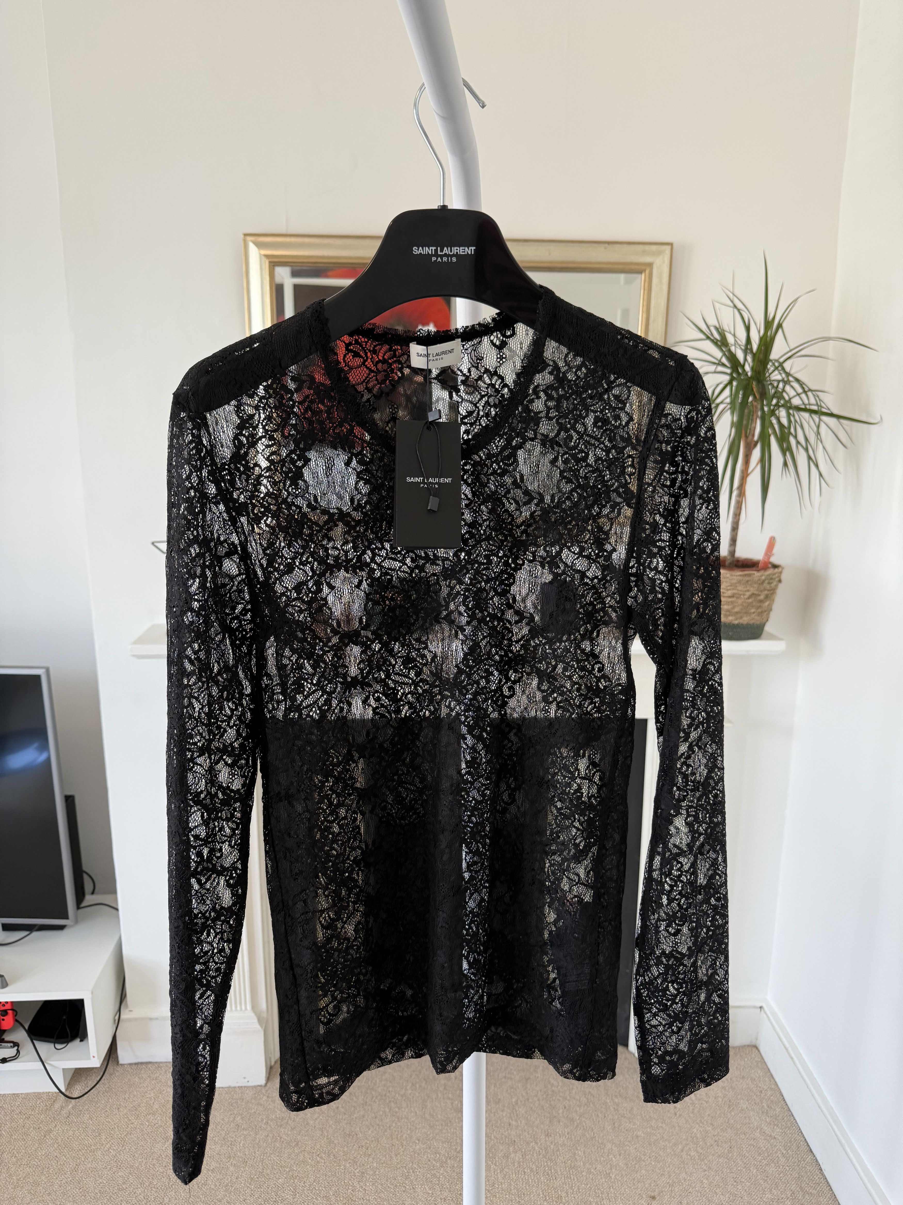 Saint Laurent Paris SS22 Saint Laurent Loose Fitted Lace Long Sleeve Tee Size US XS / EU 42 / 0 - 9 Thumbnail