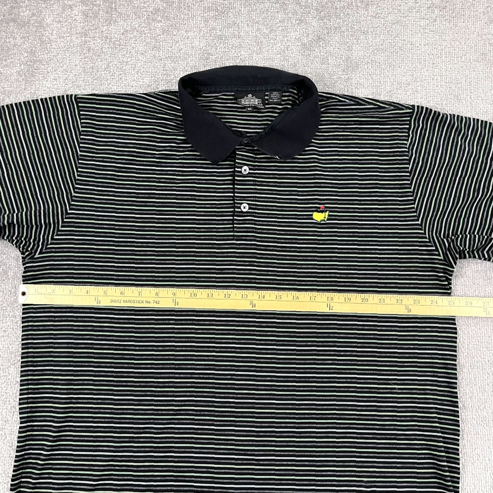 Vintage CLUBHOUSE COLLECTION Polo Shirt Mens XL Striped Black Golf Activewear Made in Italy Size US XL / EU 56 / 4 - 5 Thumbnail