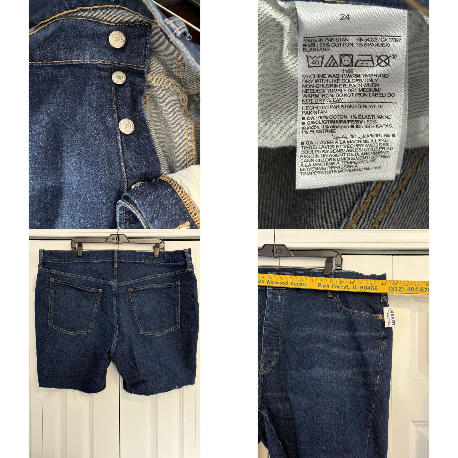 Old Navy NWT Old Navy High Rise Smoothing Pocket Button Fly Shorts 24 Womens Denim Blue 5-Pocket 90s Bohemian Cowboys Cut-Off Regular Fit Size 42" / US 20 - 8 Thumbnail
