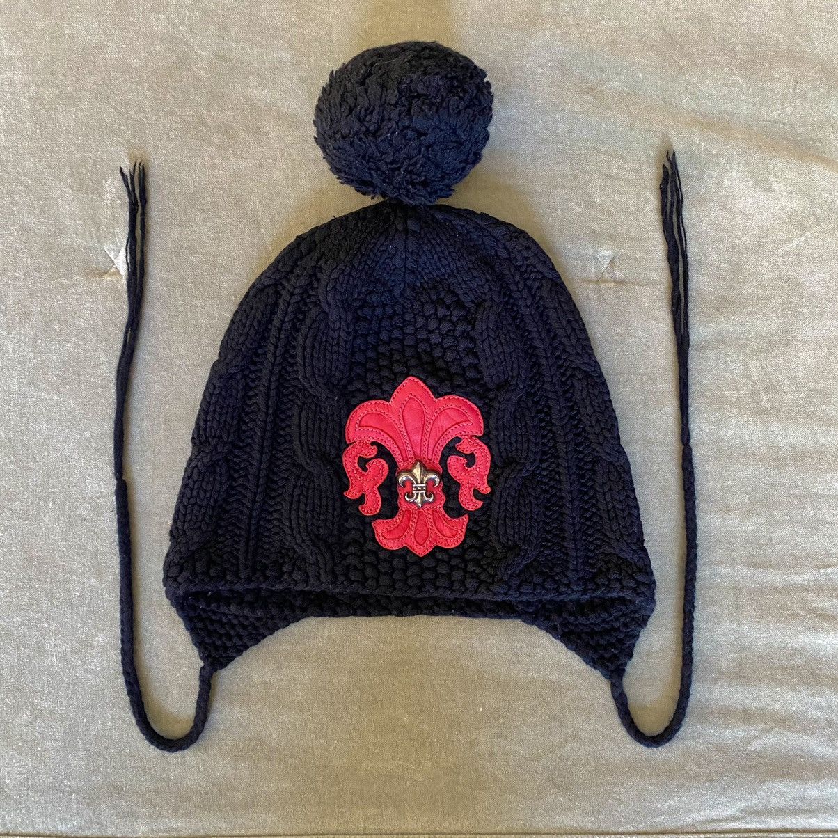 Chrome Hearts Chrome Hearts 1-of-1 Red Fleur Patch Knit Beanie Size ONE SIZE - 1 Thumbnail