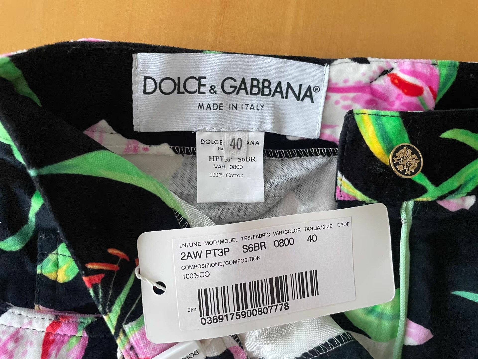 Dolce & Gabbana Dolce & Gabbana Women's Lily Print Velvet Trousers Ｑ21 Size 28" / US 6 / IT 42 - 5 Thumbnail