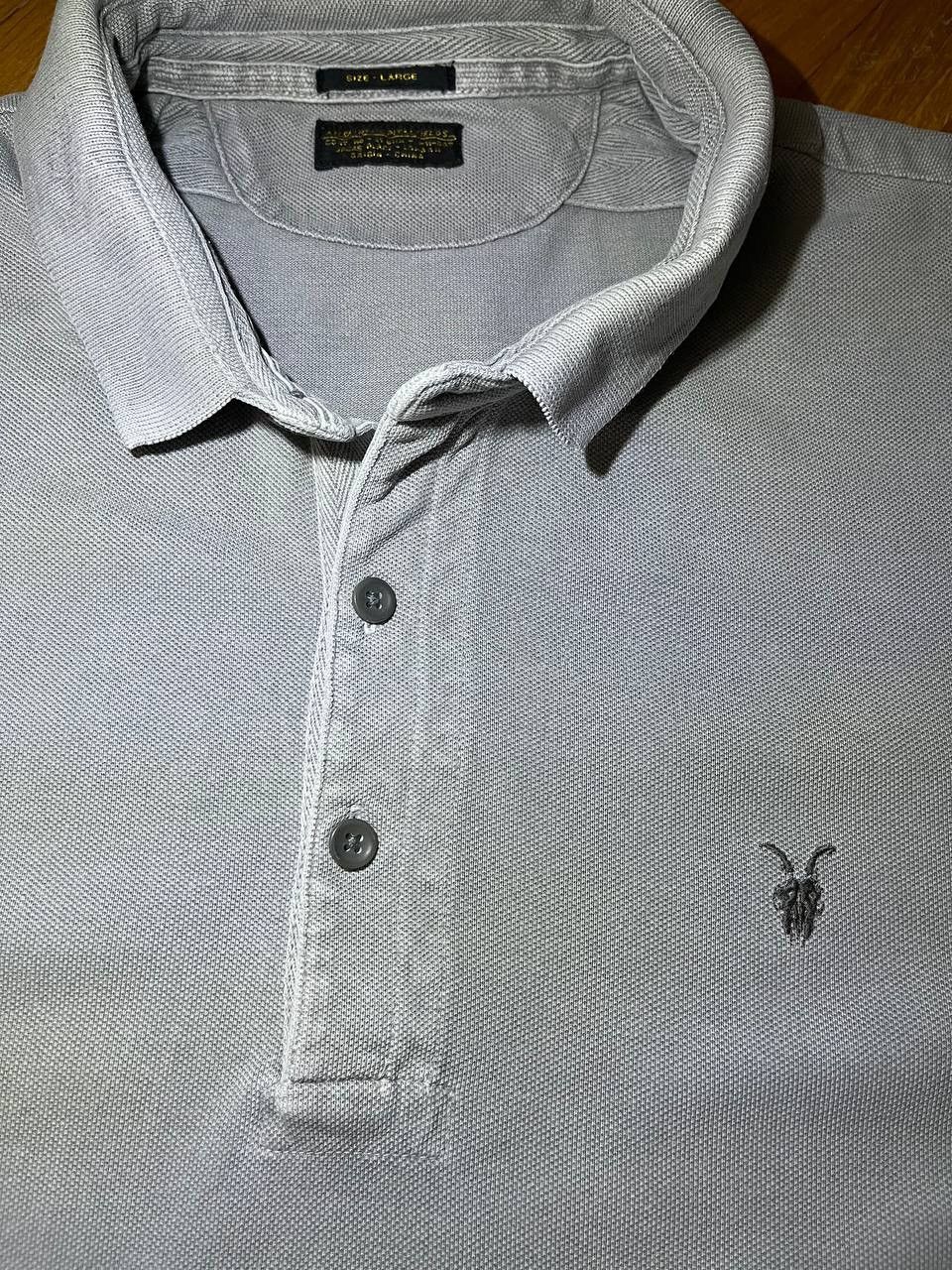 Designer Allsaints grey basic logo polo tee Size US L / EU 52-54 / 3 - 3 Thumbnail