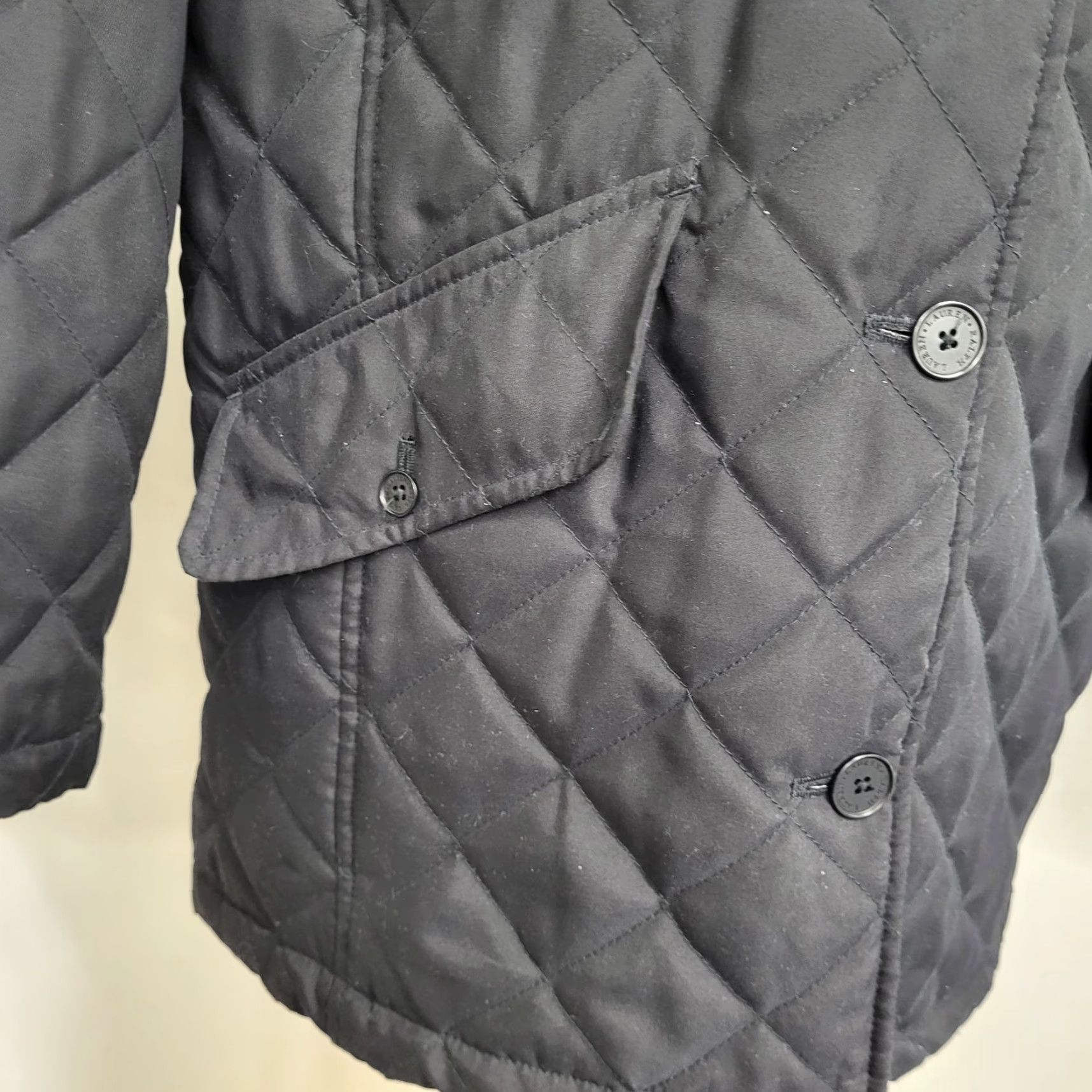 Ralph Lauren Lauren Ralph Lauren Coat Women's Large Black Quilted Faux Fur Collar Overcoat Size L / US 10 / IT 46 - 5 Thumbnail