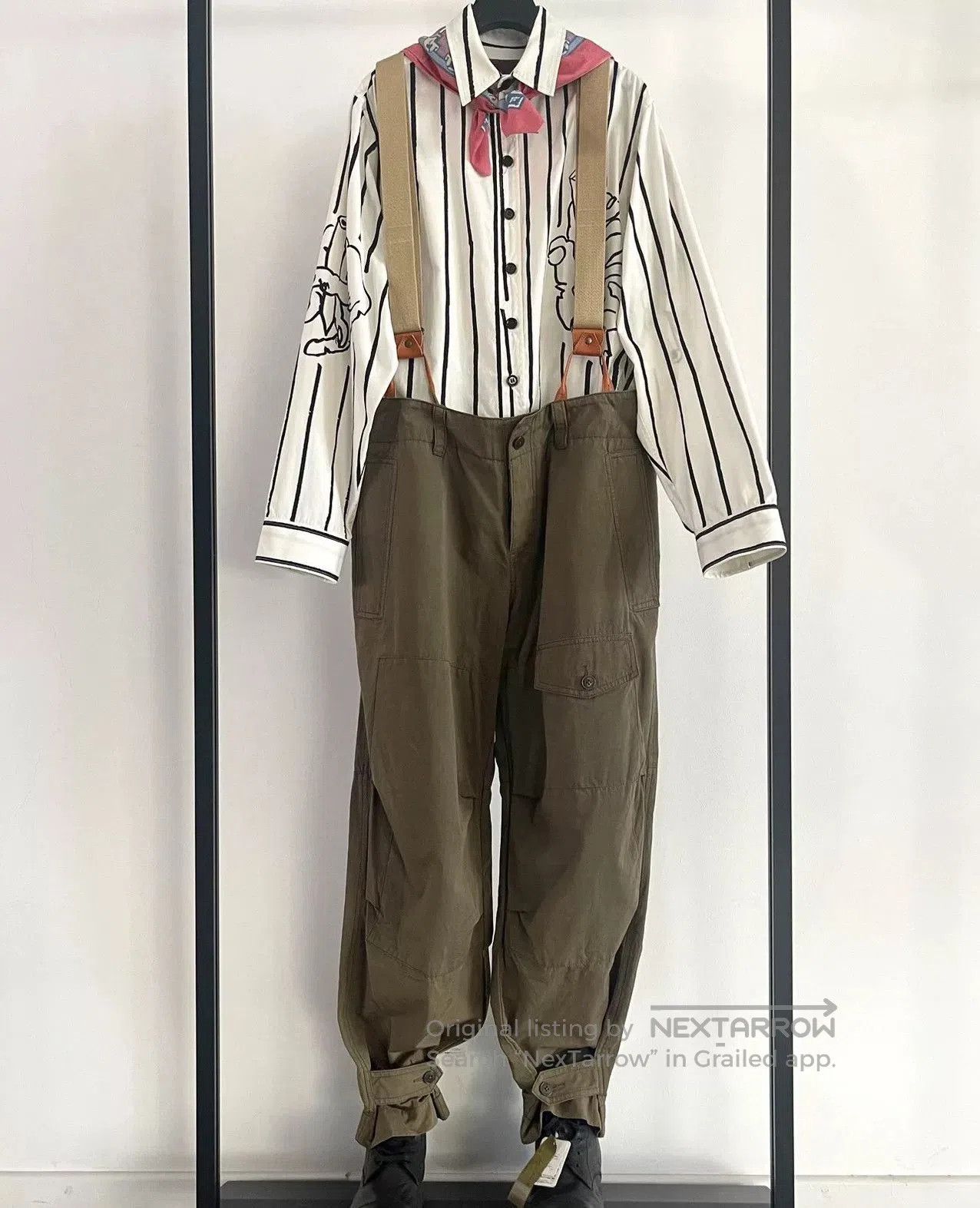 Y's Y's Yamamoto Green Work Pants with Suspenders. Size US 30 / EU 46 - 1 Thumbnail