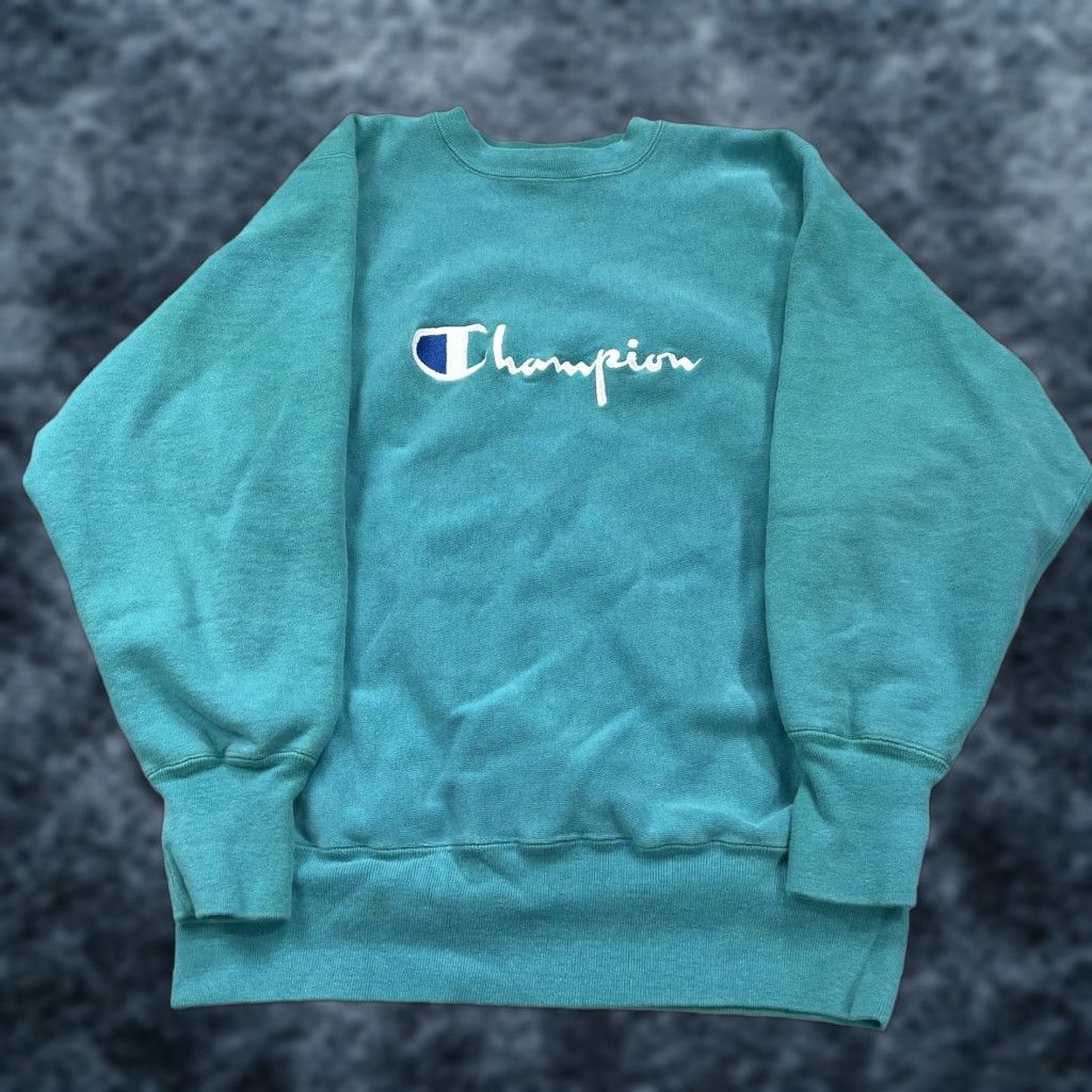Champion VINTAGE Champion Sweatshirt Mens Large Green Heavy Reverse Weave Made USA 90s Size US L / EU 52-54 / 3 - 1 Thumbnail